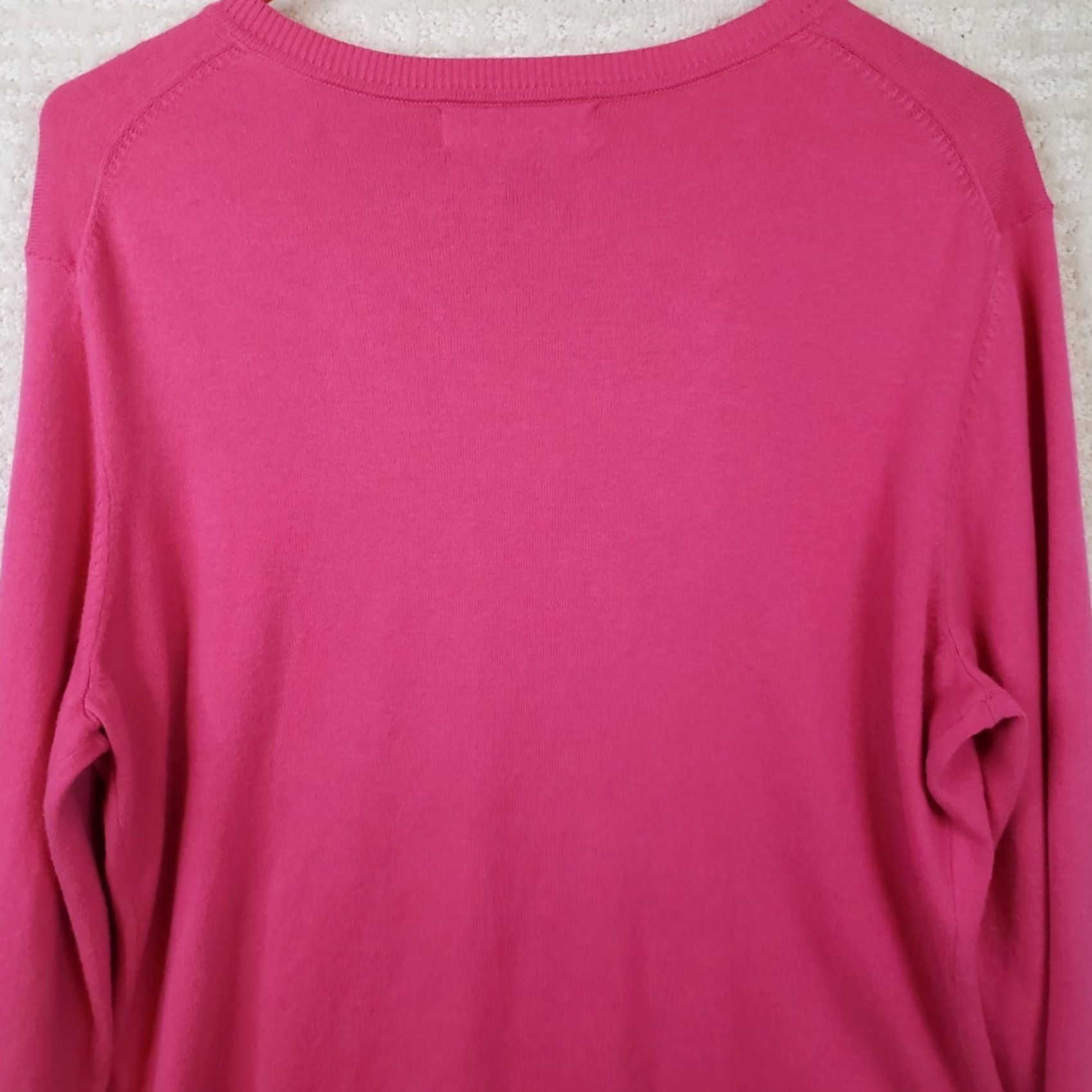 Vintage Karen Scott Women's L Cardigan Sweater Pink Cotton Blend Button Front Round Neck Long Sleeve Regular Fit Barbie Theme Casual Workwear Size L / US 10 / IT 46 - 6 Thumbnail