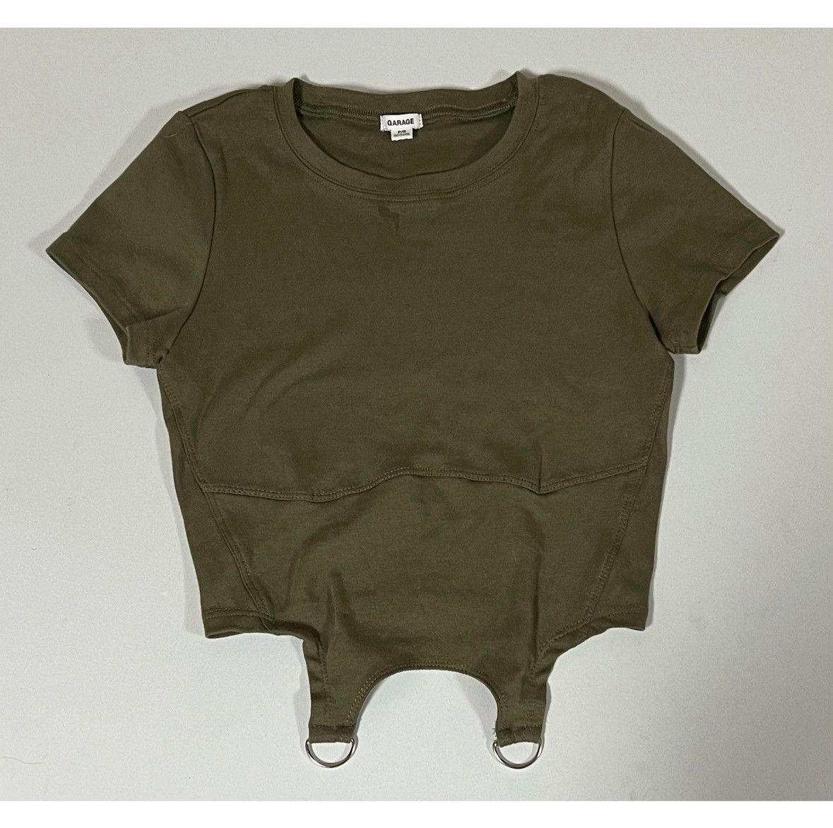 Garage Garage Olive Corset O-Ring T-Shirt Top Blouse Tee Size S 🫒✨ Size S / US 4 / IT 40 - 2 Thumbnail