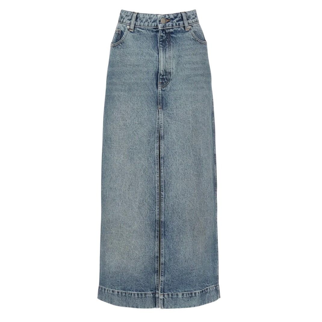 DL1961 DL1961 Asra Jean Front Slit Maxi Skirt in Blue 31 (US 12-14) Size 36" / US 14 / IT 50 - 1 Thumbnail