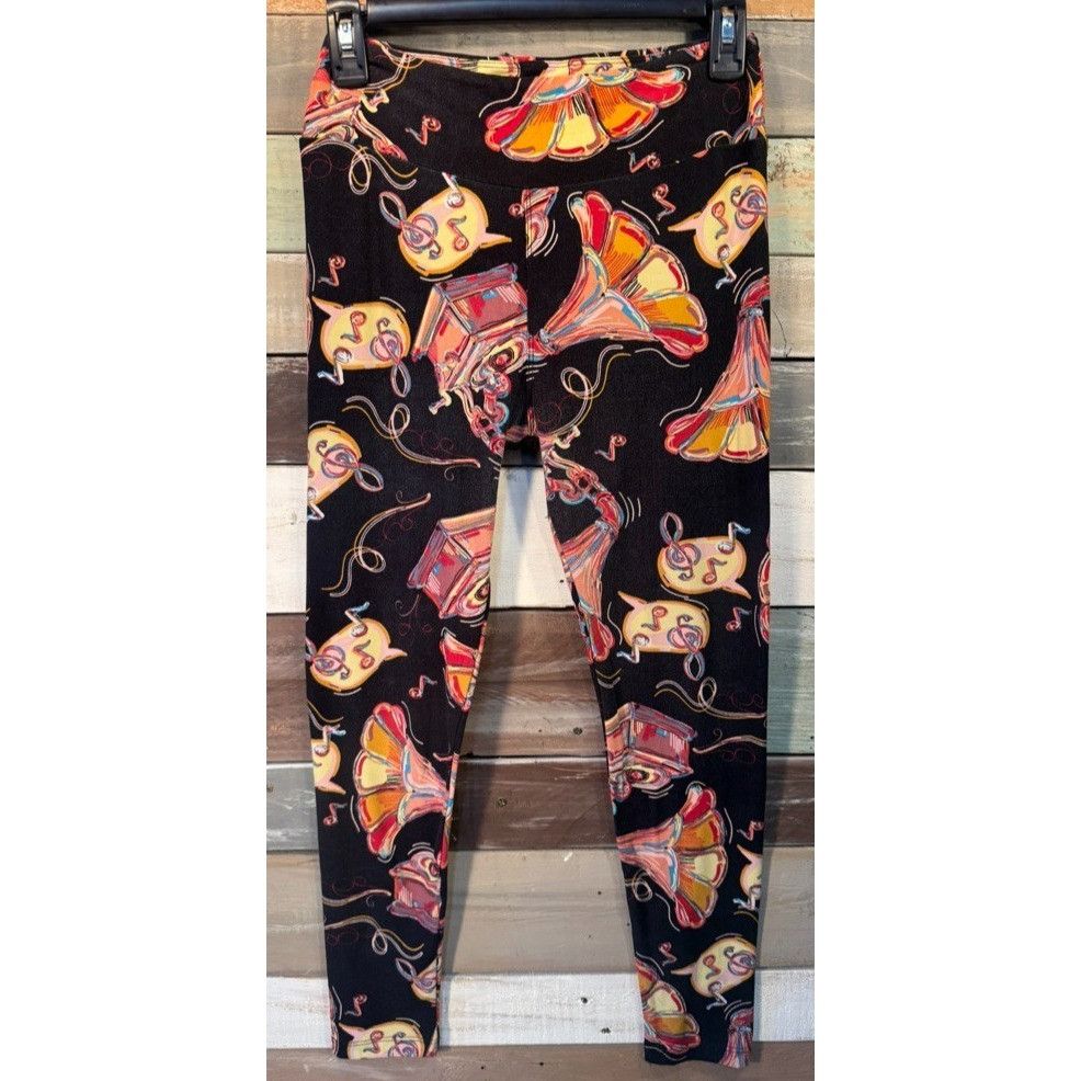Other LuLaRoe Leggings OS One Size BLACK MUSIC NOTE Gently Used Size 29" - 1 Thumbnail