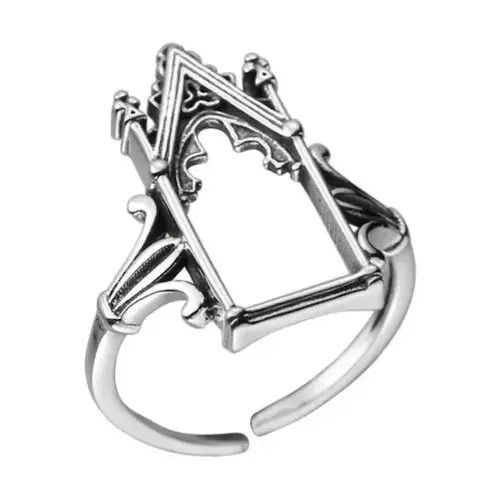 Other 925 Sterling Silver Castle Gothic Engagement Rings Size ONE SIZE - 4 Thumbnail