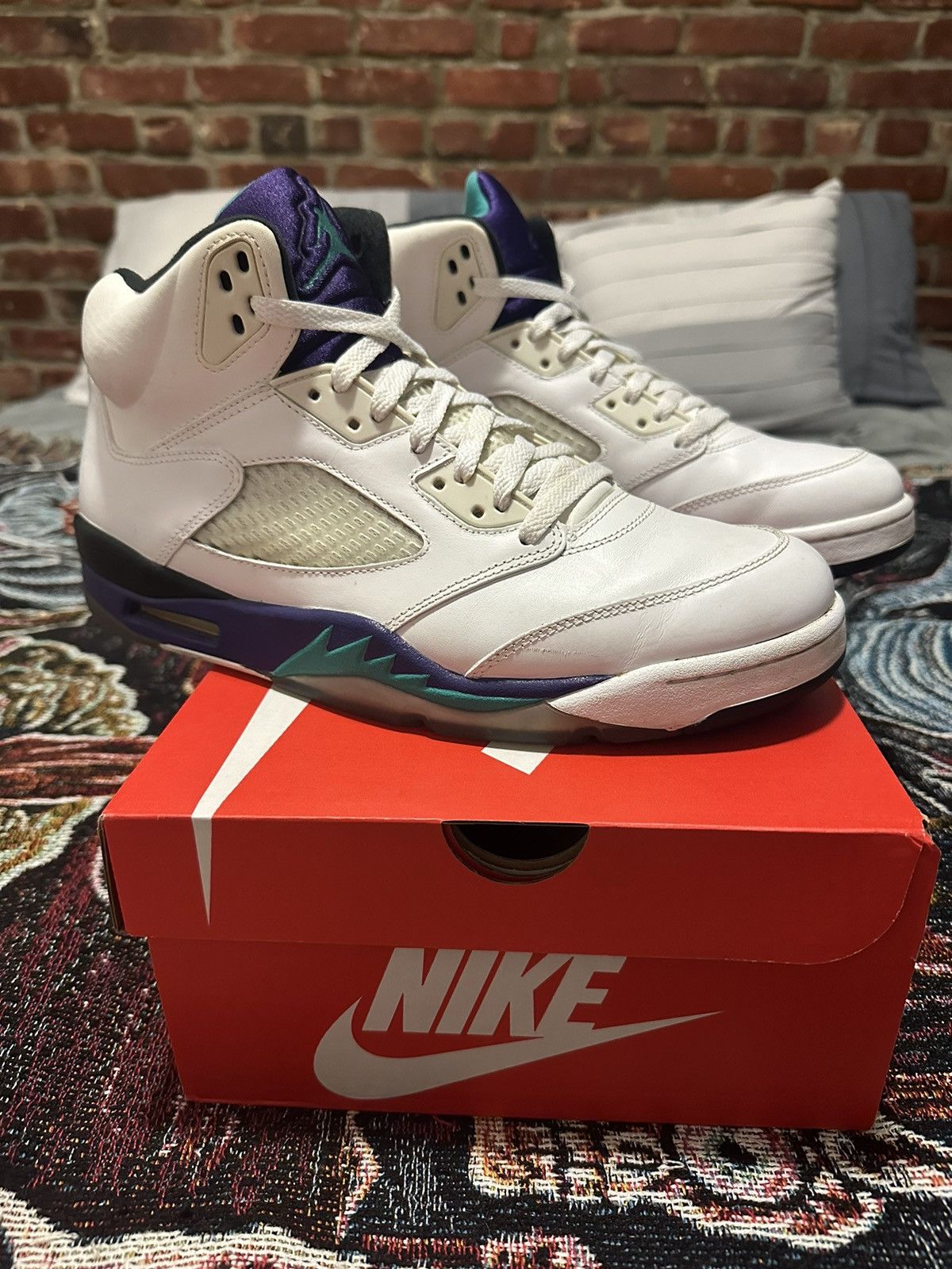 image of Jordan Brand 5 Grape Size 11 Shoes in White, Men's