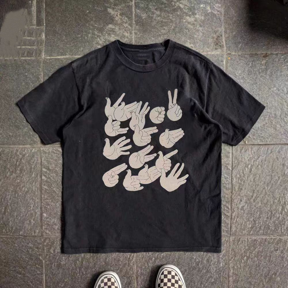 Vintage Black washed vintage hand-printed t-shirt Size US M / EU 48-50 / 2 - 1 Thumbnail