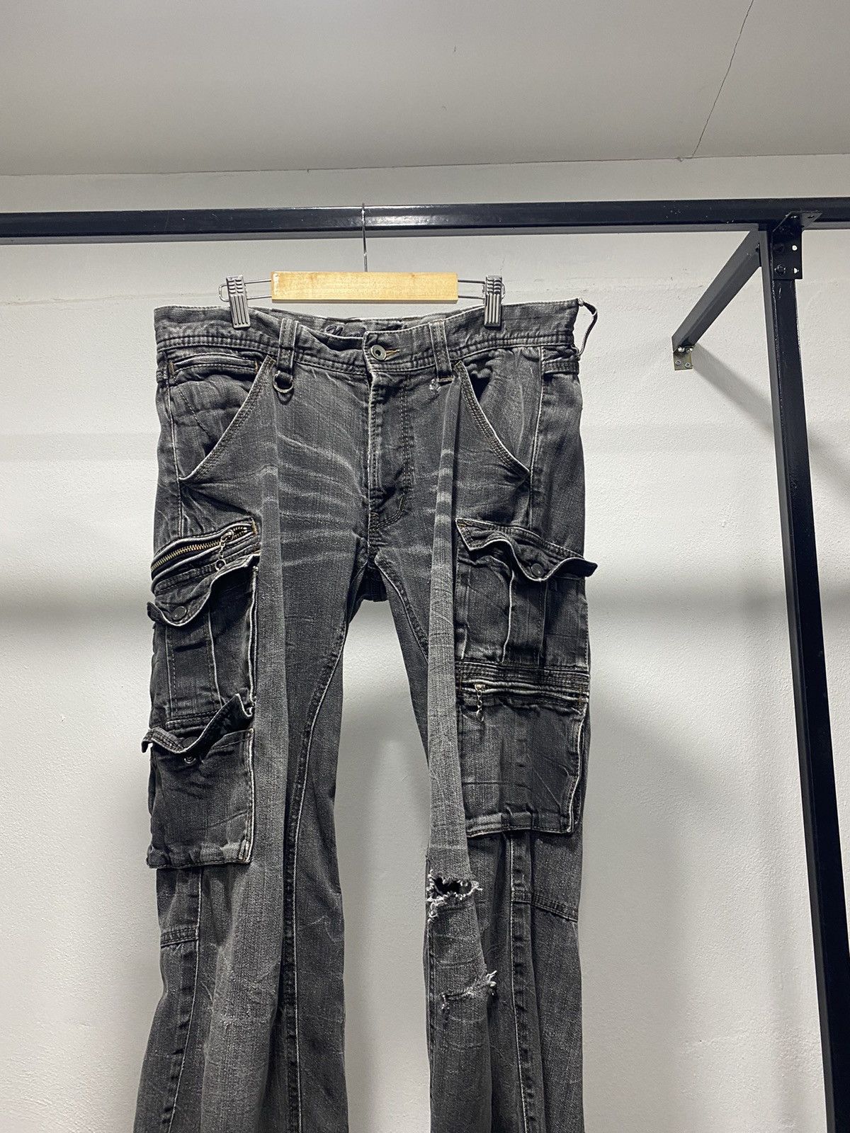 Hysteric Glamour Nicole Washed Black Cargo Denim Pants Lgb Punk Size US 34 / EU 50 - 3 Thumbnail
