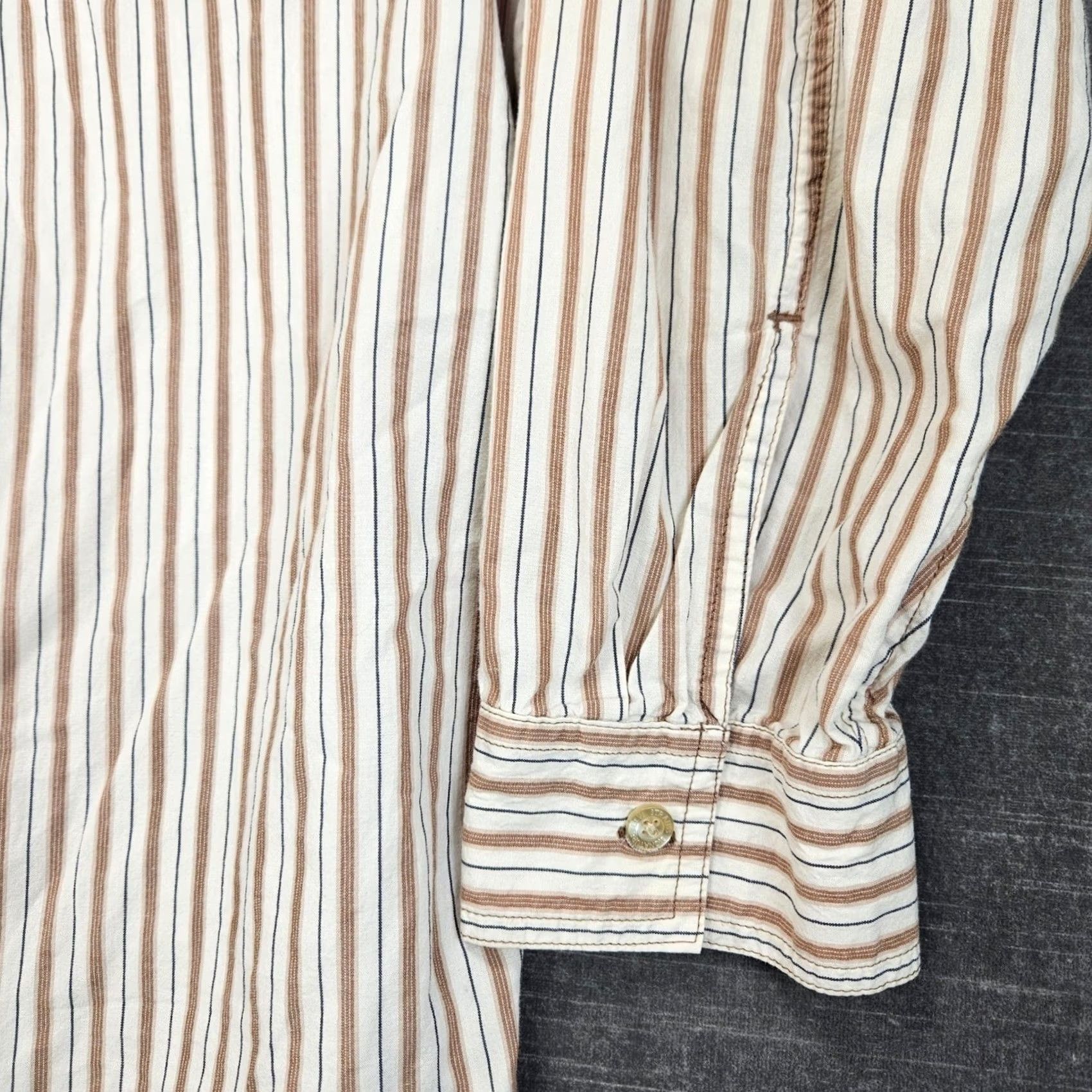 Vintage Levi Mens 2XL Striped Button Down Shirt Long Sleeve Brown Size US XXL / EU 58 / 5 - 5 Thumbnail