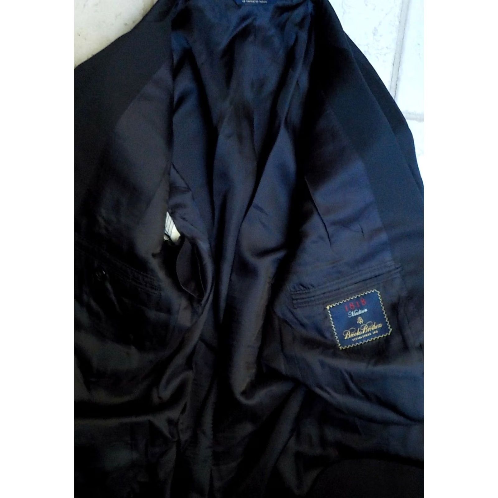 Brooks Brothers VINTAGE Brooks Brothers 1818 MADISON Two Button Blazer Navy 100% Wool SZ 42L Made in USA Mens Blazer Size 42R - 6 Thumbnail