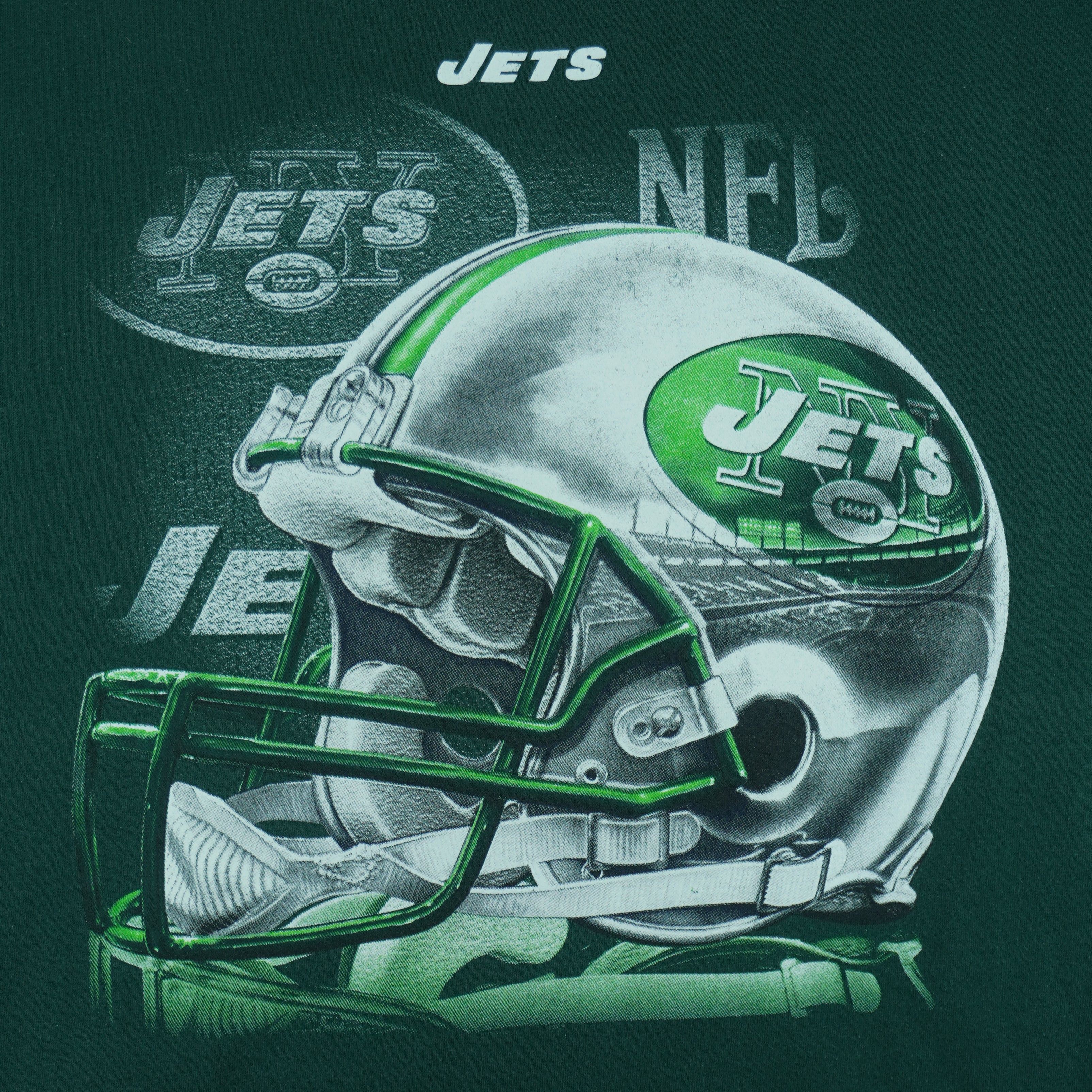 NFL New York Jets Big Logo & Helmet T-Shirt 2000s Size US XXL / EU 58 / 5 - 3 Thumbnail