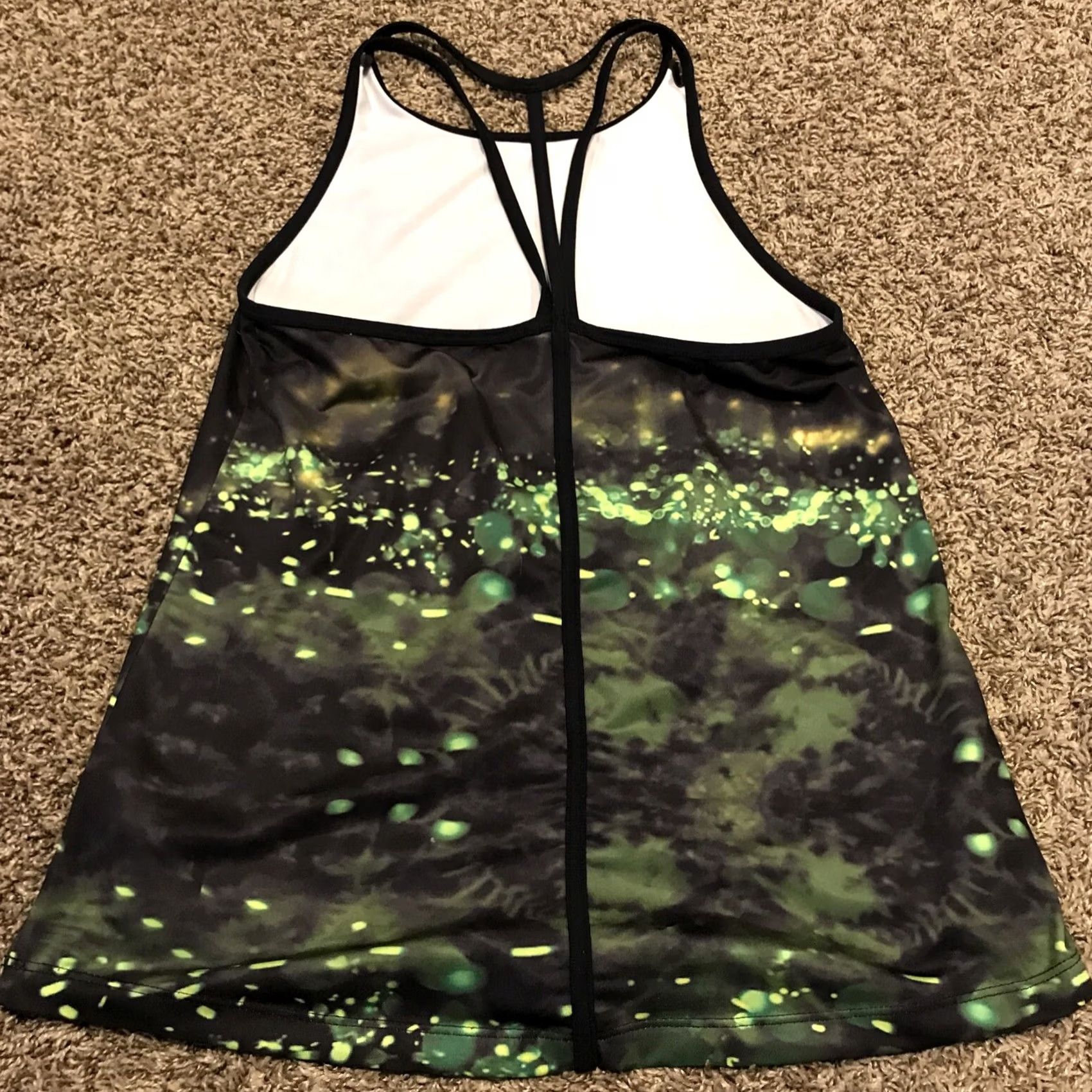 Vintage SHAPE brand Tank womens S black green stretch polyester blend athletic a47 Size ONE SIZE - 3 Thumbnail
