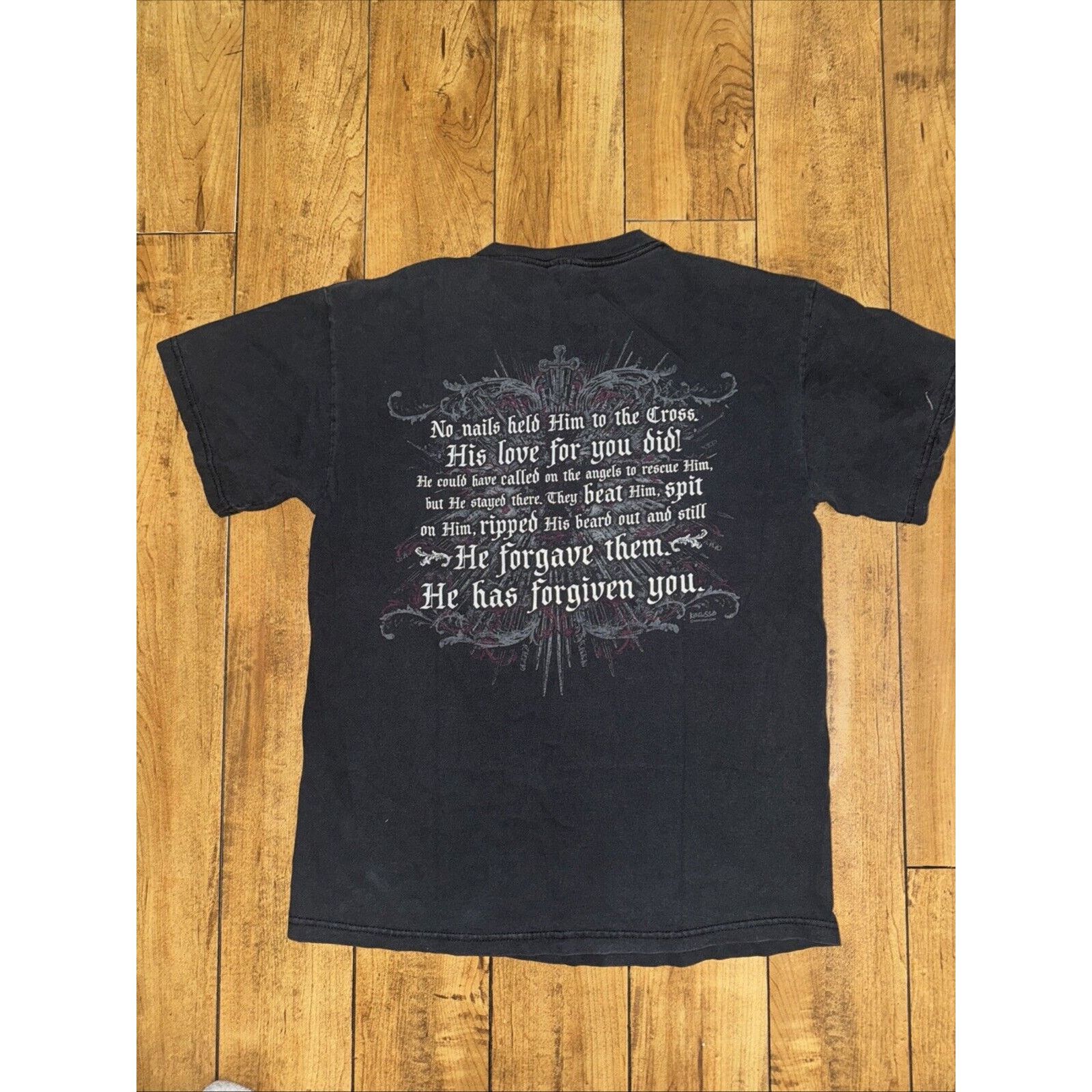 Band Tees × Vintage Vintage Jesus Crucified T-Shirt Black L 19x25 Size US L / EU 52-54 / 3 - 4 Thumbnail