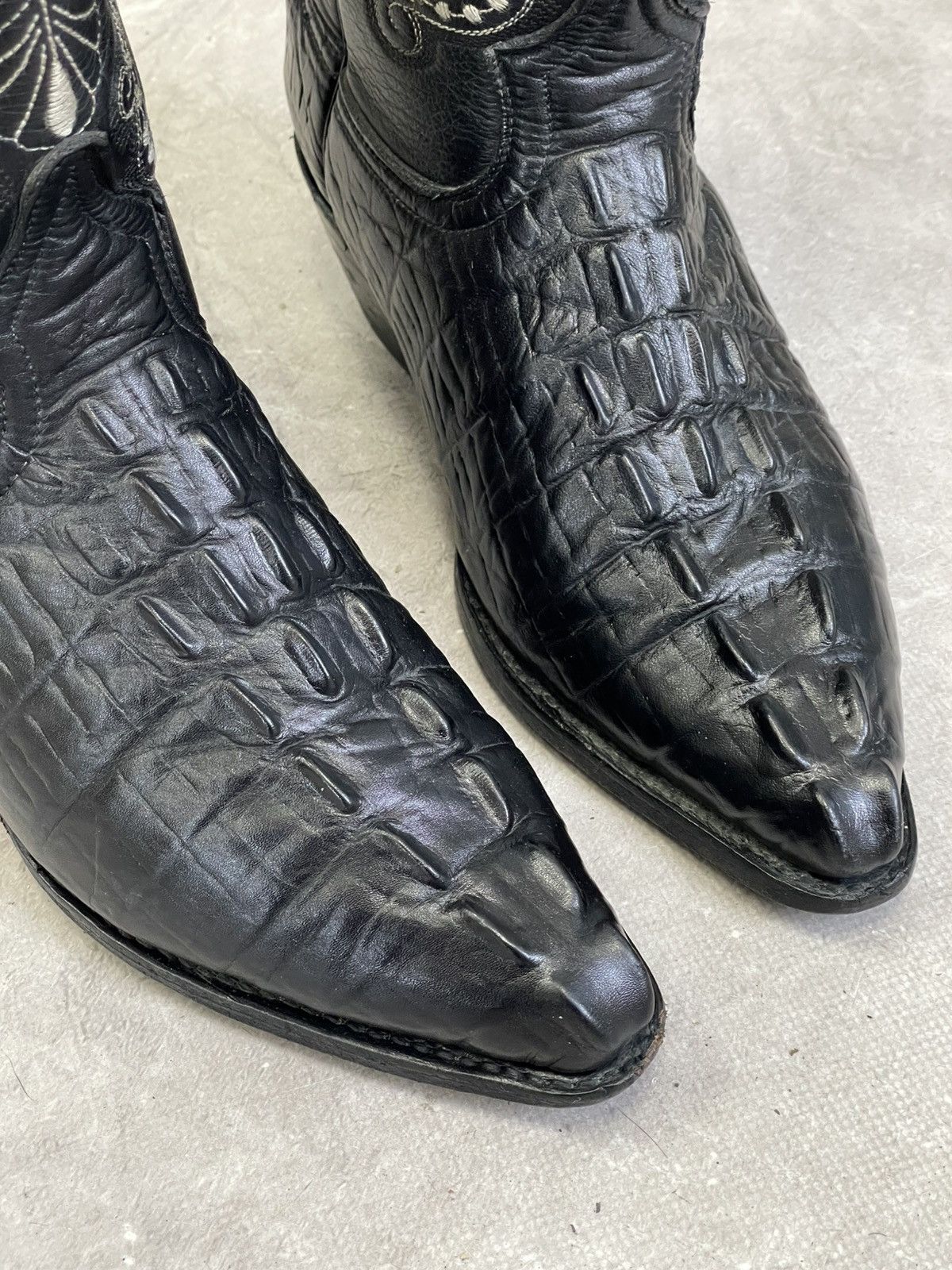 Tony Lama western 90s leather black aligator cowboy boots guidi style Size US 8 / EU 41 - 2 Thumbnail