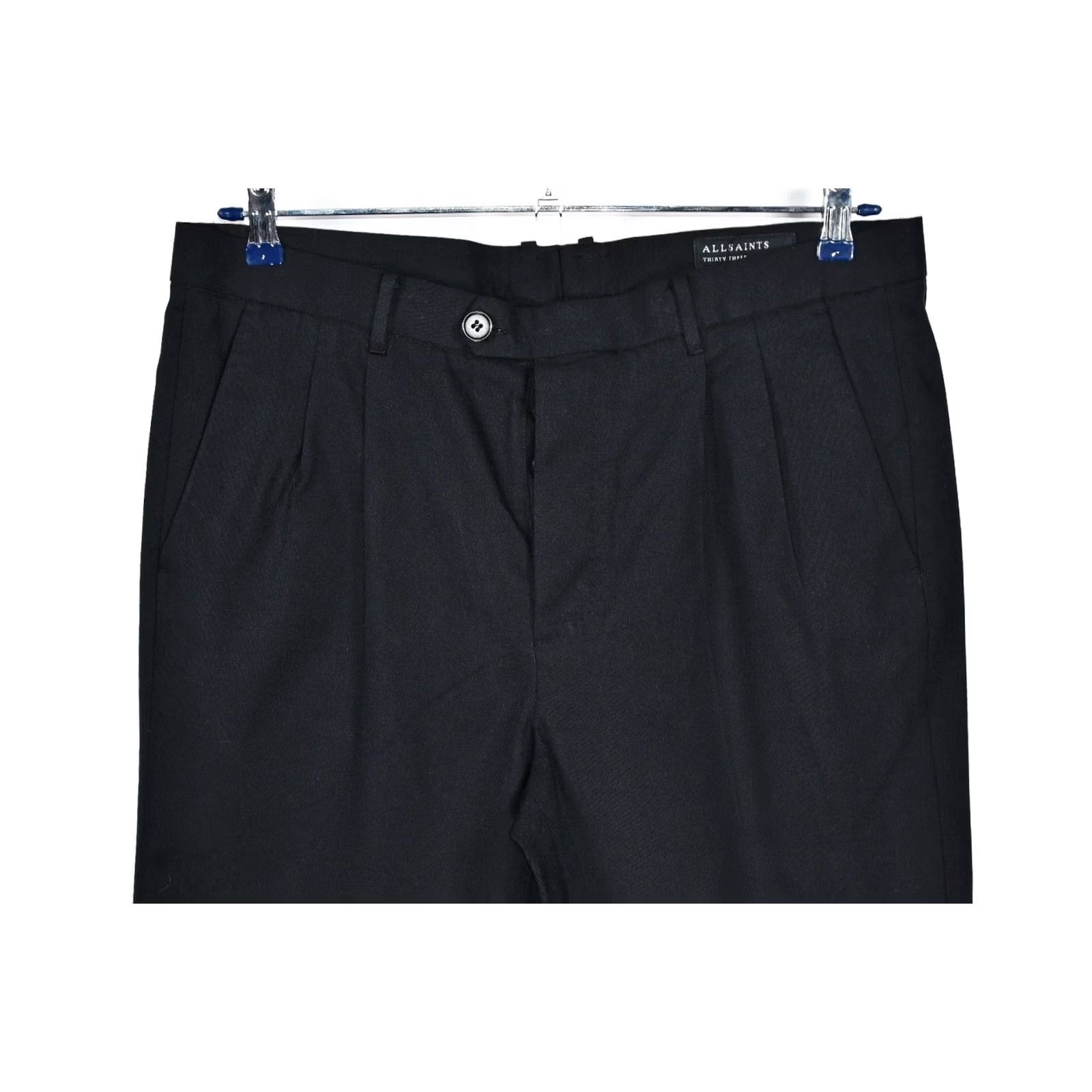 Allsaints AllSaints Tallis Trousers Men's Cropped Slim Fit Wool Blend Black 33 Waist 72cm Inseam 28.35in Front Rise 11.81in Vintage No Casual Pants Size US 33 - 3 Thumbnail
