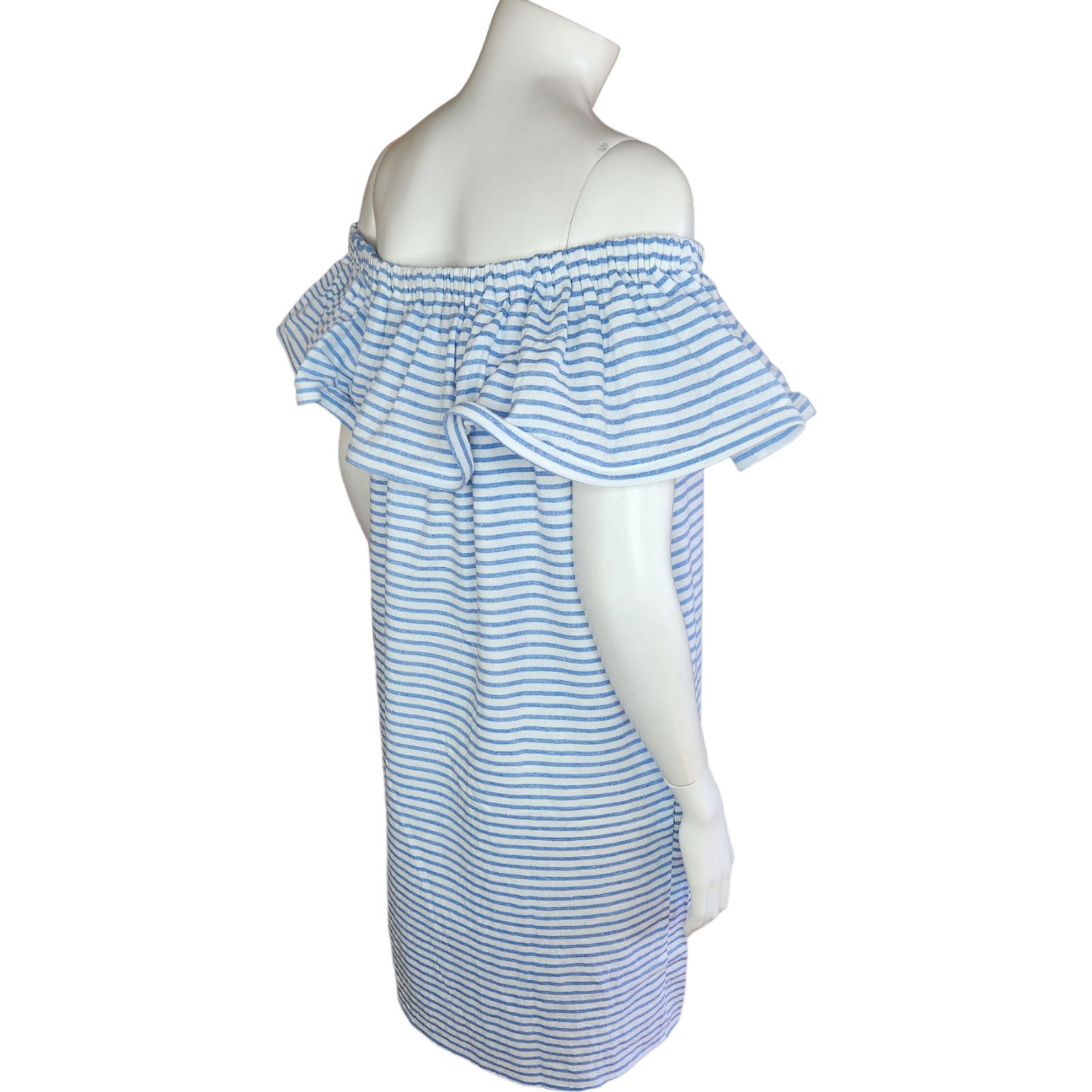 REVOLVE Revolve Line & Dot Dress Womens Large Lea Blue White Stripe Size L / US 10 / IT 46 - 9 Thumbnail
