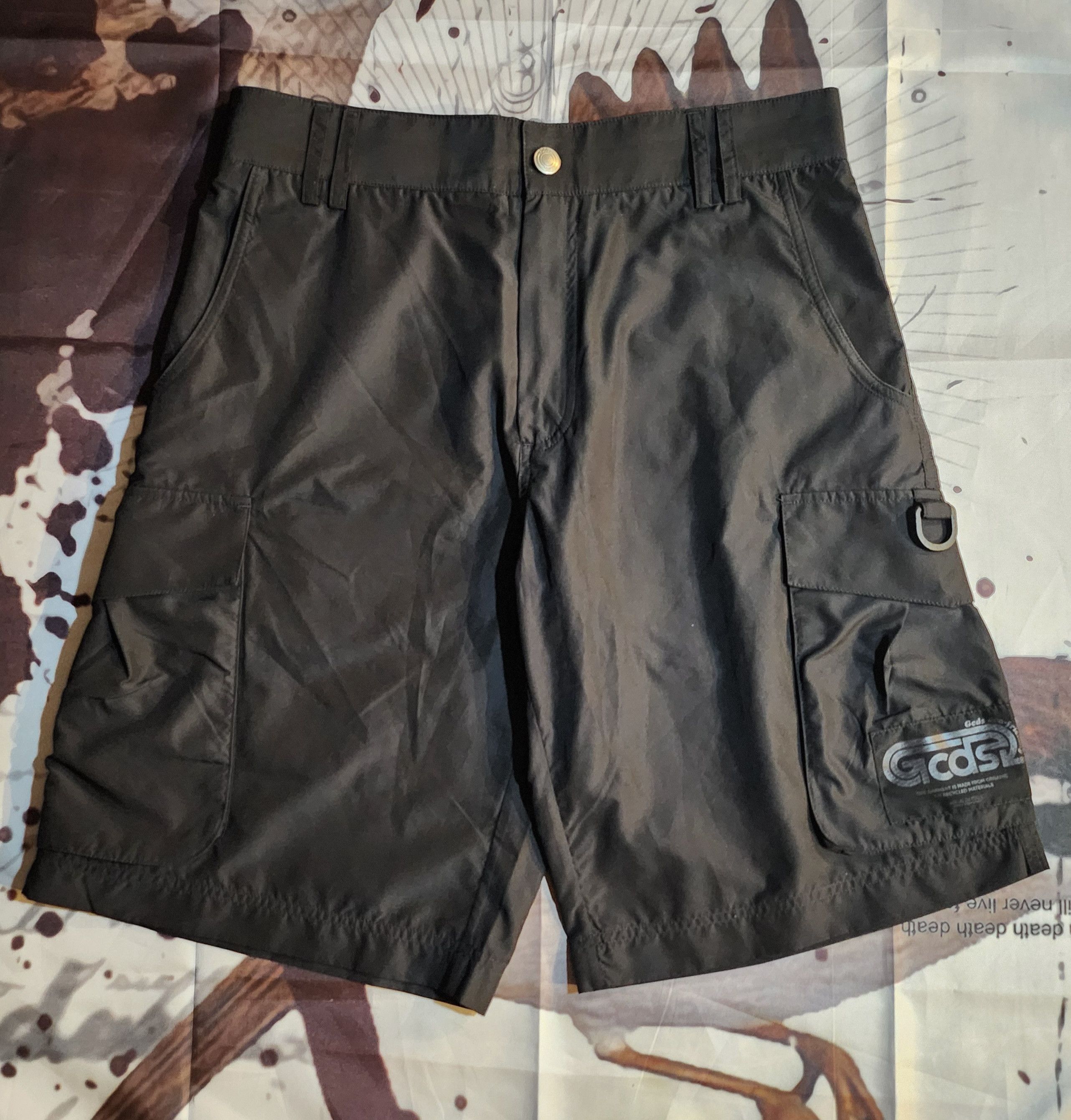 Logo Patch Nylon Cargo Shorts