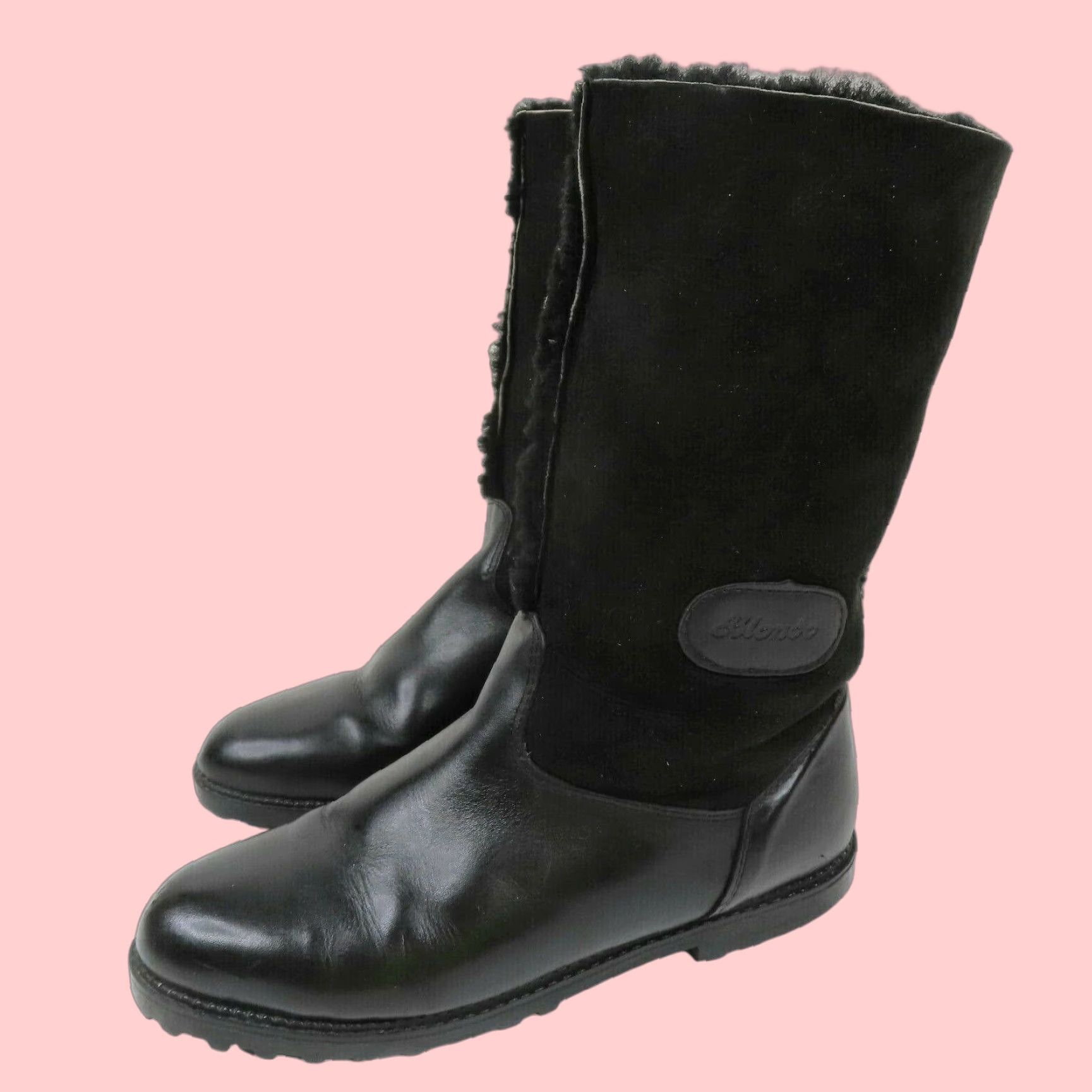 VINTAGE Blondo Women's Snow Boots Size B Leather Shearling Black