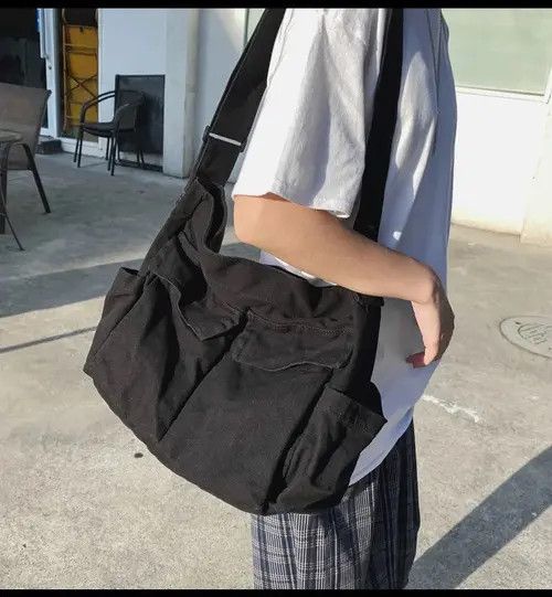 VIBE Vintage Simple Many Pockets Canvas Shoulder Bag🔥🔥🔥 Size ONE SIZE - 6 Thumbnail