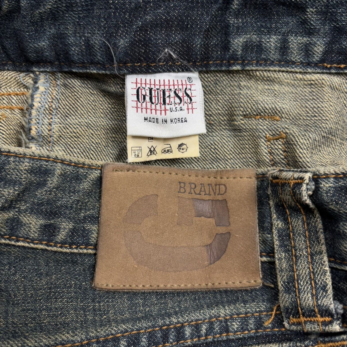 Tornado Mart Vintage 90s Guess fleur knee lace up flared jeans Size US 27 - 10 Thumbnail