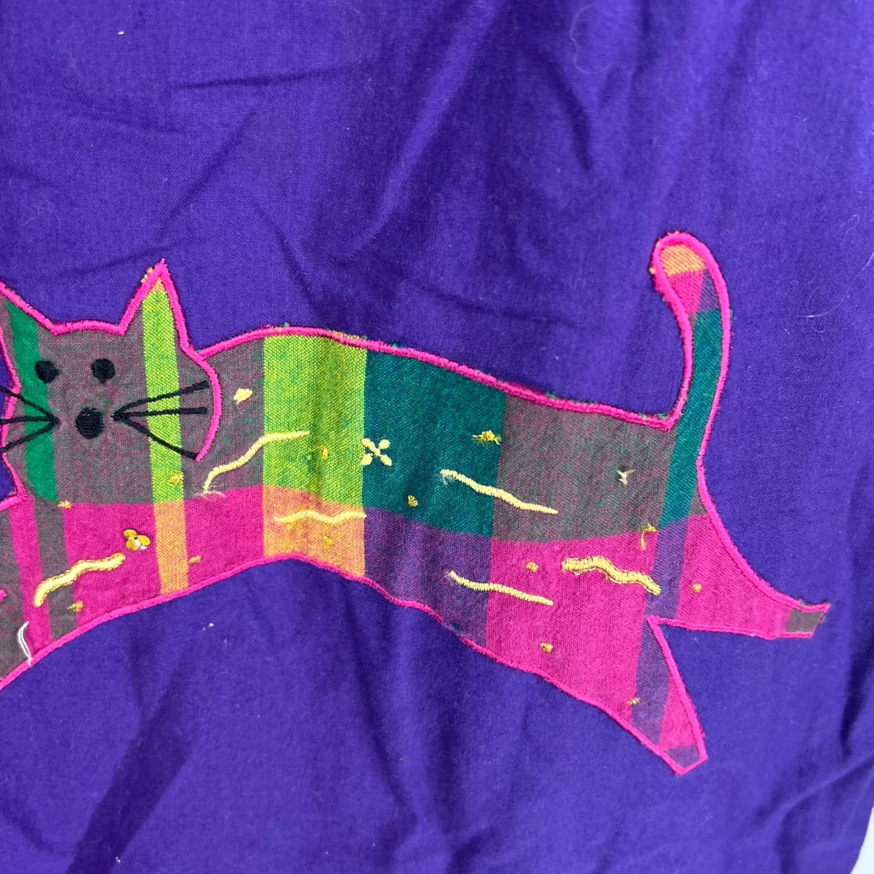 Vintage VINTAGE Darling Maxi Dress Women S Purple Embroidered Cats Applique 80s A-Line Size M / US 6-8 / IT 42-44 - 6 Thumbnail