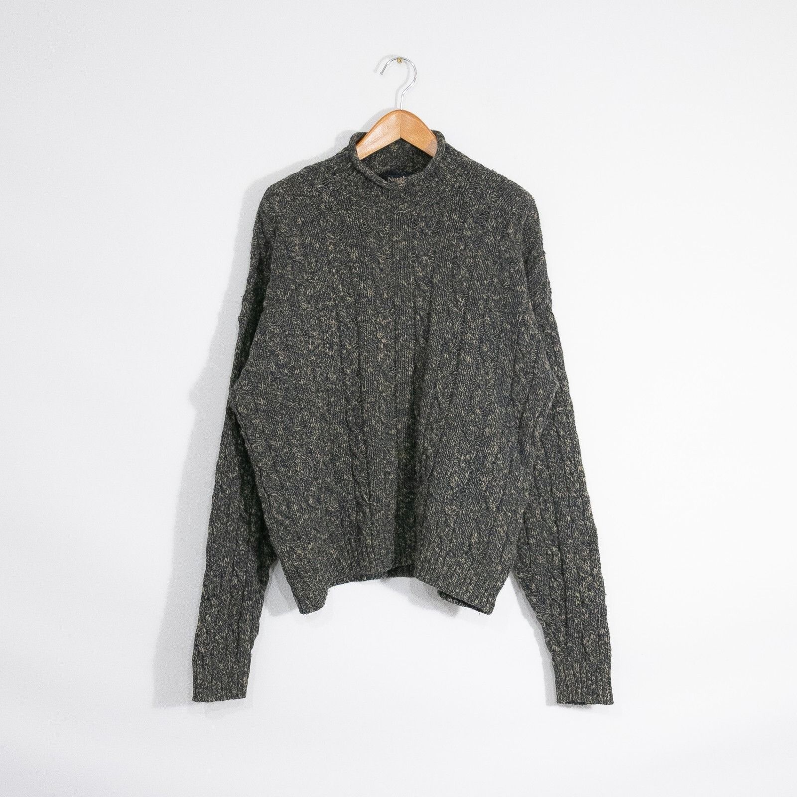 Vintage Vintage Cable Knit Cotton Sweater Mens 2XL Mock Neck Raw Hem Size US XXL / EU 58 / 5 - 1 Thumbnail
