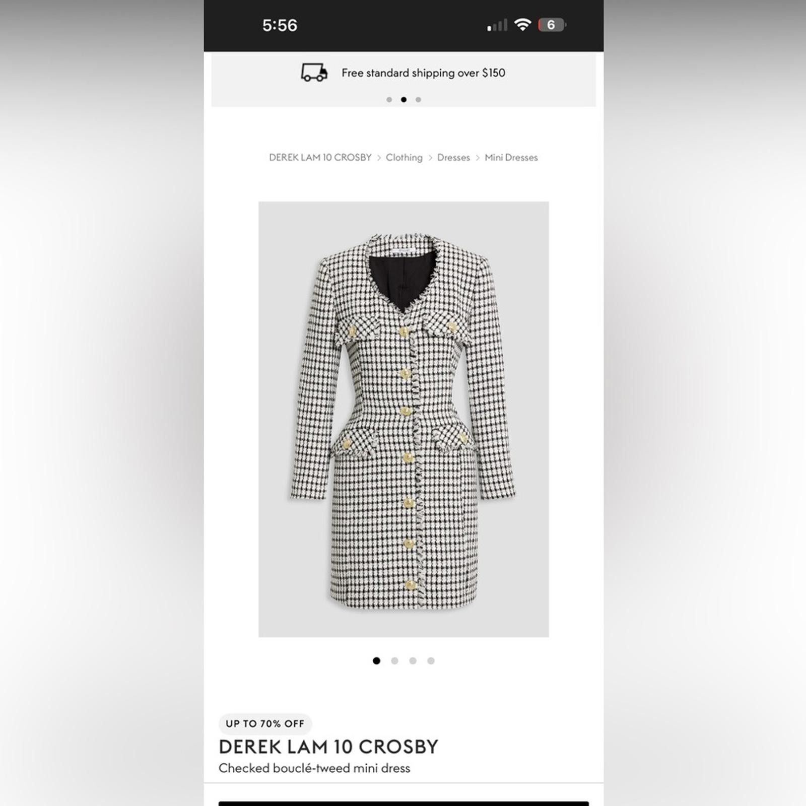 Other 10 Crosby Derek Lam Black and White Houndstooth Dress Size XS / US 0-2 / IT 36-38 - 1 Thumbnail