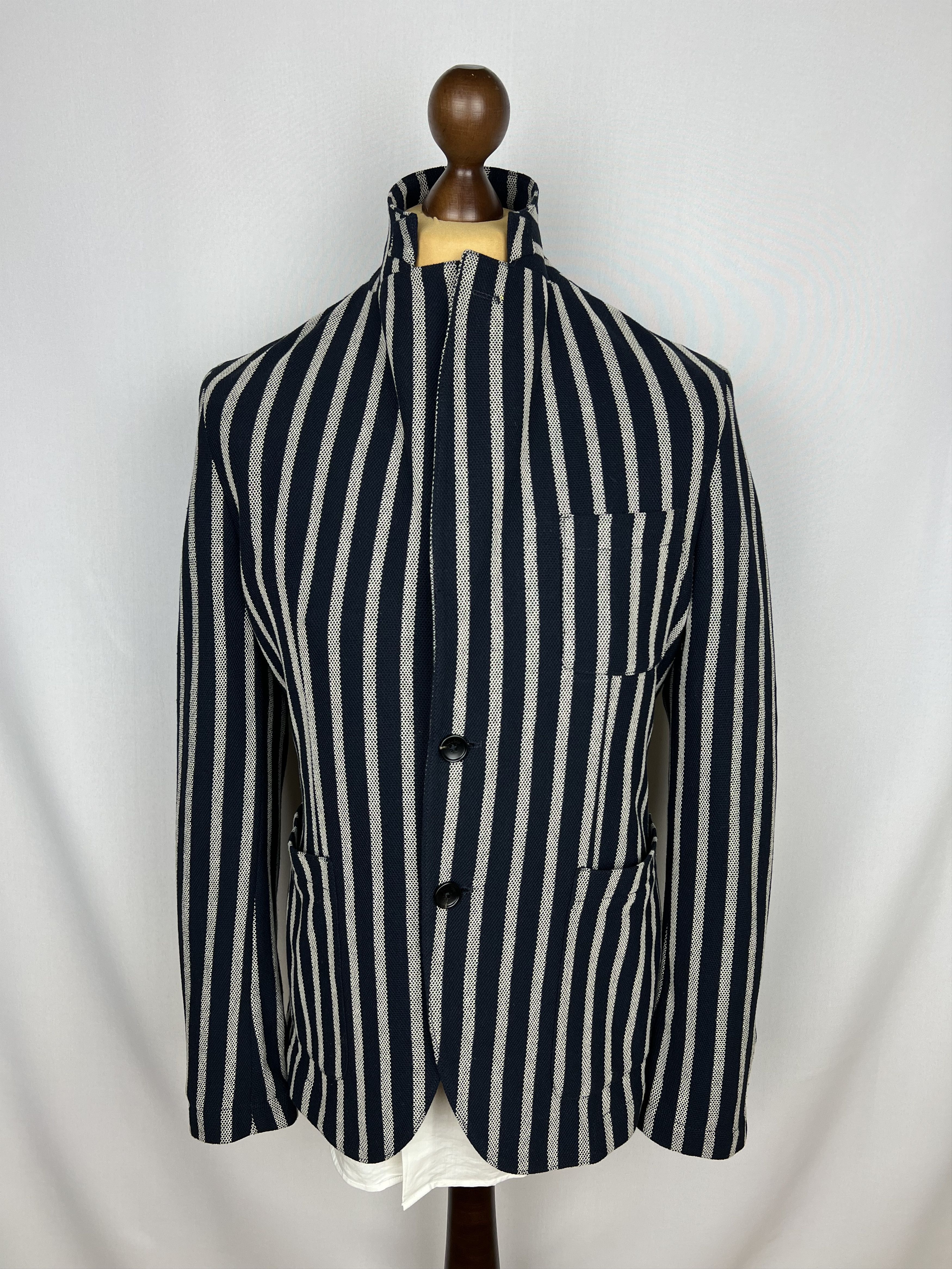 Paoloni Striped Textured Stretch Cotton-Blend Half-Lined Sport Coat Size 40R - 2 Thumbnail