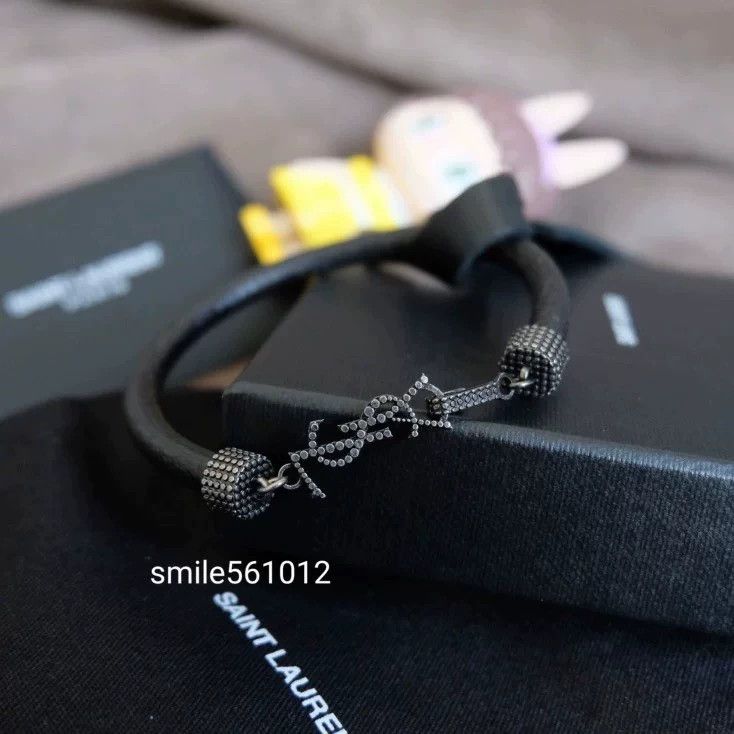 Saint Laurent Paris Saint Laurent Paris Black crystal and diamond logo logo le Size ONE SIZE - 2 Thumbnail