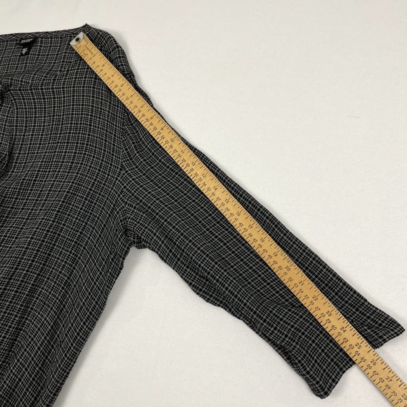 Eileen Fisher Eileen Fisher Blouse Tunic Lagenlook Large Black Gray Open Front Cardigan Womens Type: Blouse Size L / US 10 / IT 46 - 6 Thumbnail