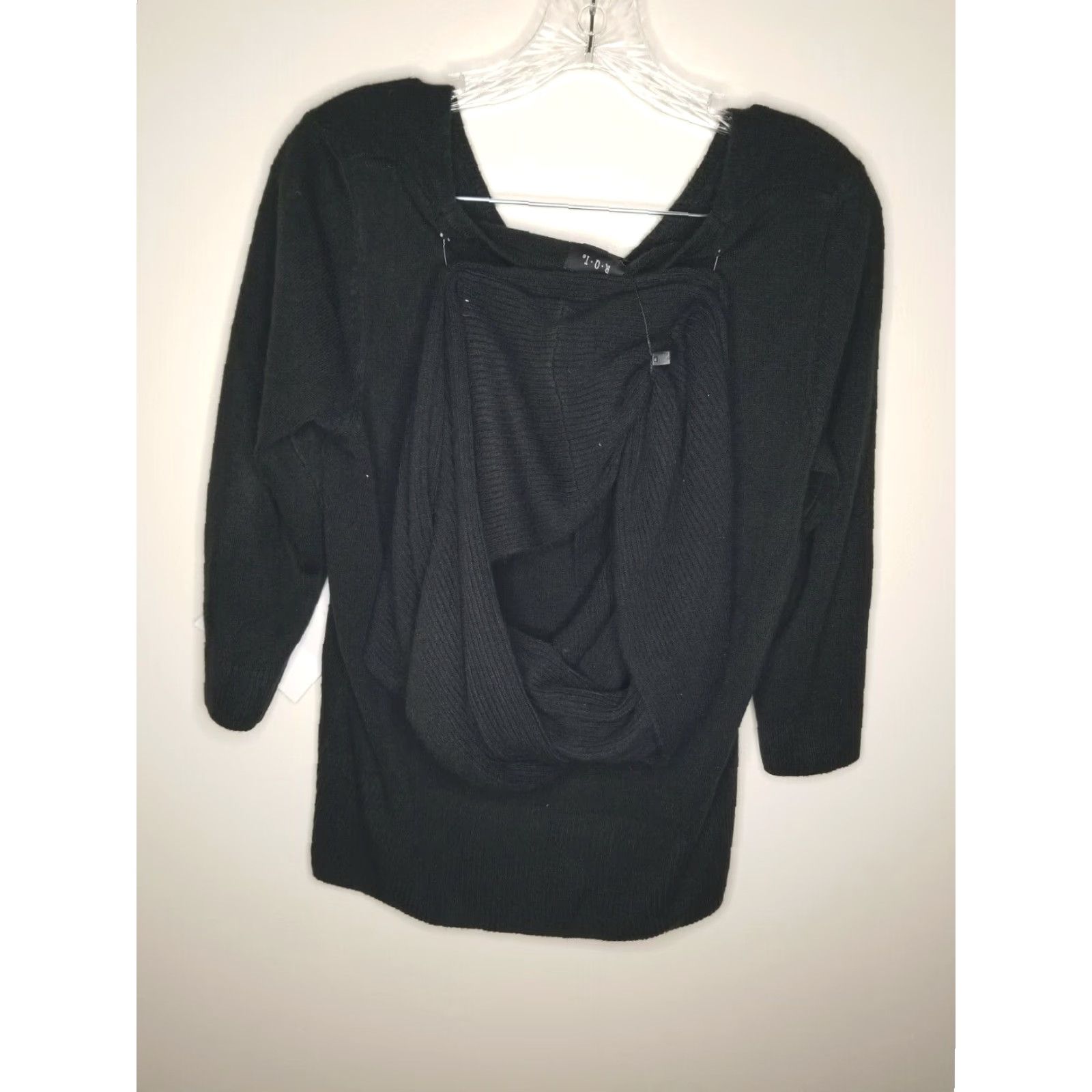 Vintage RQT Black Pullover Sweater with Scarf Womens Medium NWT Size M / US 6-8 / IT 42-44 - 4 Thumbnail