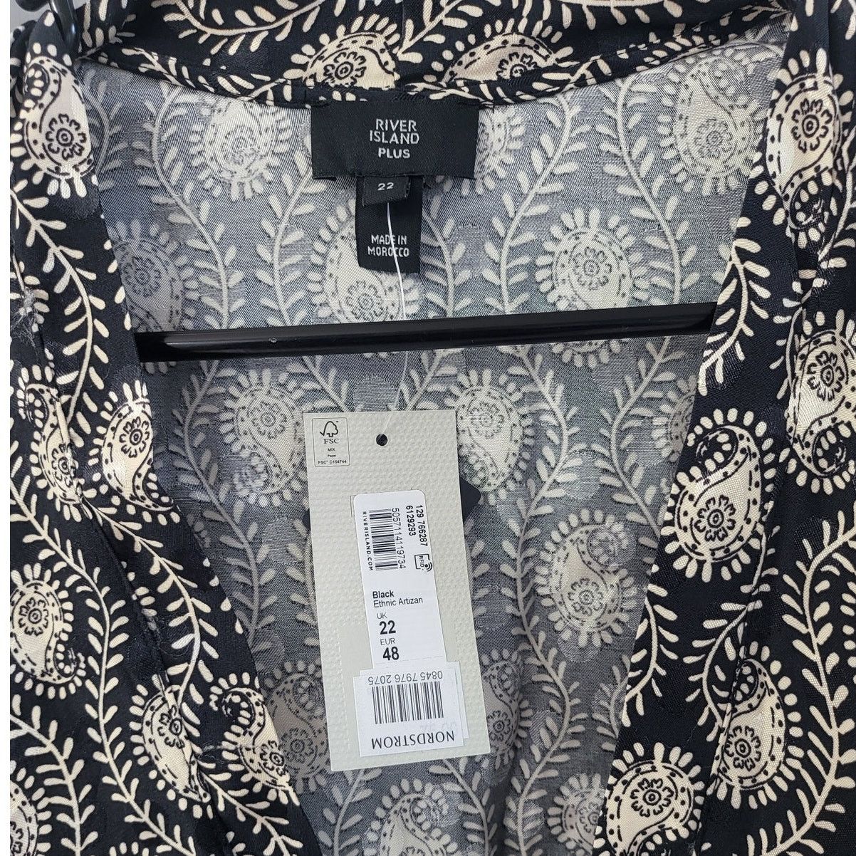 River Island River Island Bk & Tan Artizan Front Tie Long Sleeve Dress-18 Size XXL / US 16-18 / IT 52-54 - 4 Thumbnail