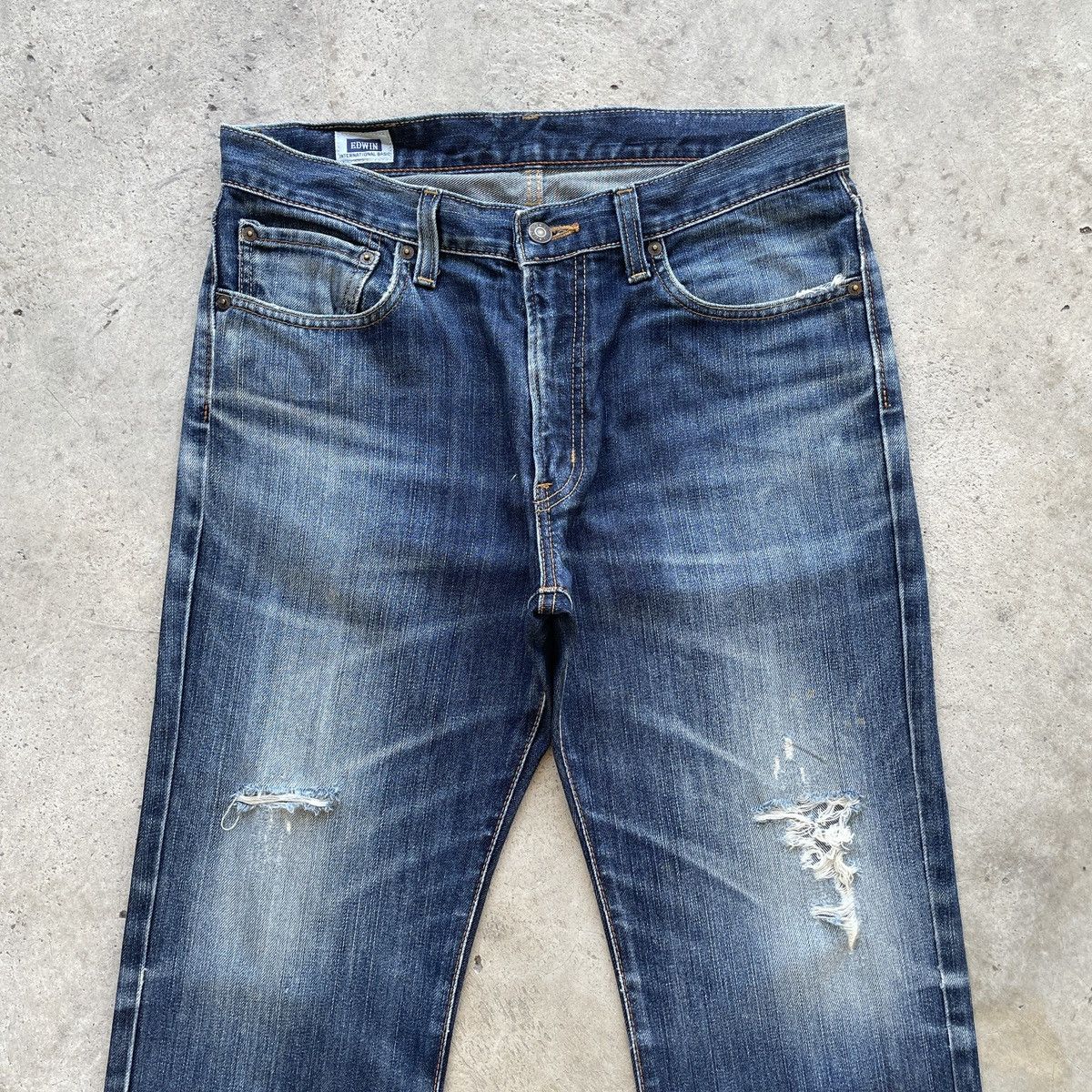 Edwin × Jean Vintage Edwin Made In Japan Distressed Faded Jeans Pants W33 Size US 33 - 3 Thumbnail