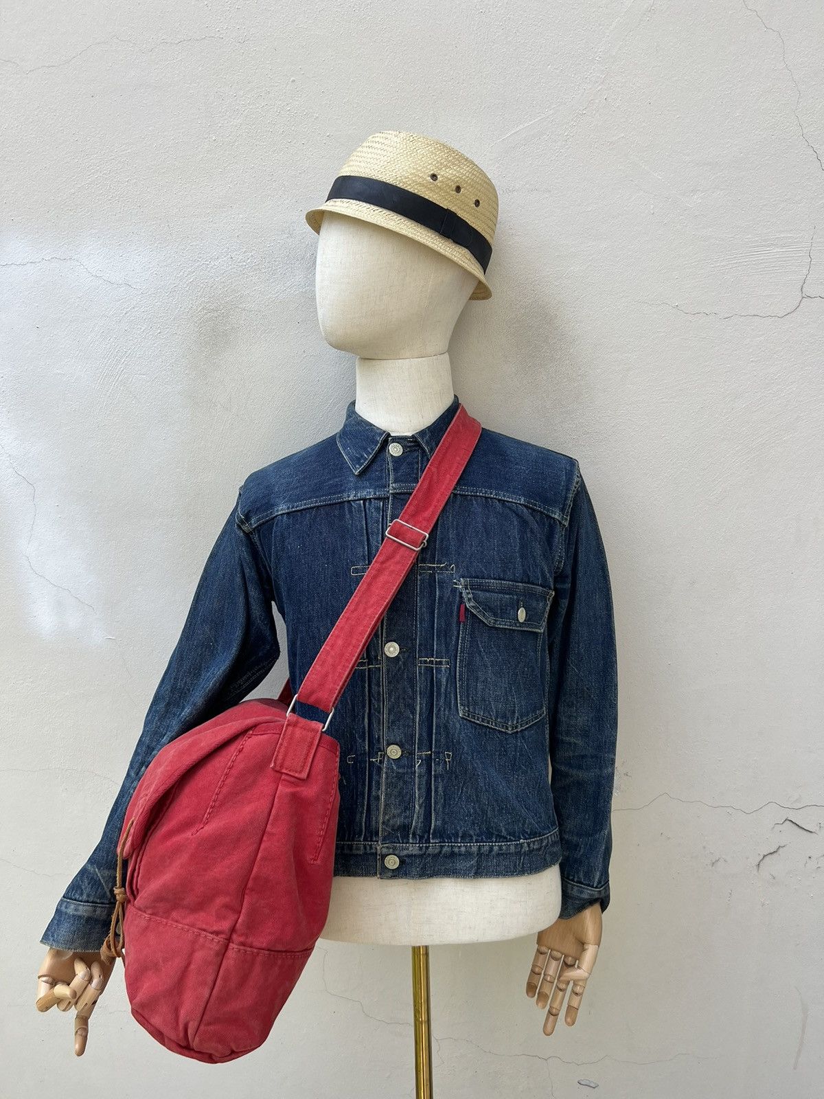 45rpm Vintage 45rpm Japan Fade Red Duck Cotton Messenger Bag Size ONE SIZE - 3 Thumbnail