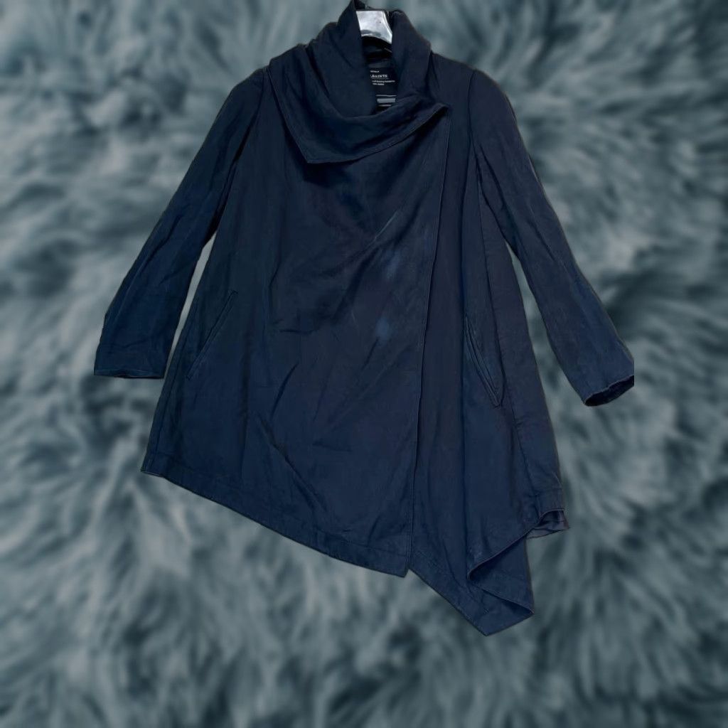 Allsaints AllSaints Wrap Sweater Black Women's Size 4 Cowl Neck Open Relaxed Regular Knitted Solid Swtwr Womens Size S / US 4 / IT 40 - 1 Thumbnail