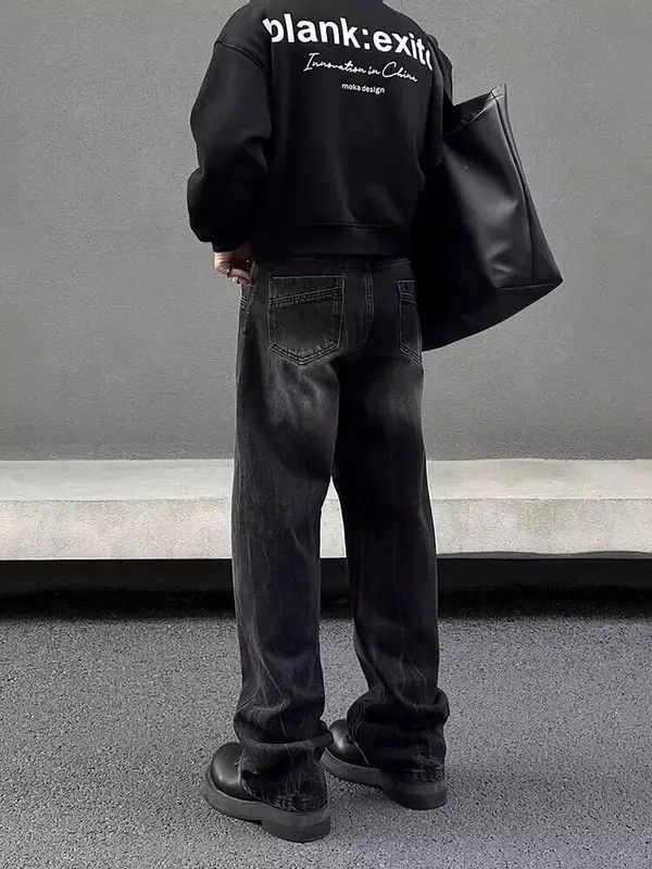 VIBE High Street Washed Loose Black Straight Leg Wide Leg Jeans Size US 30 / EU 46 - 7 Thumbnail