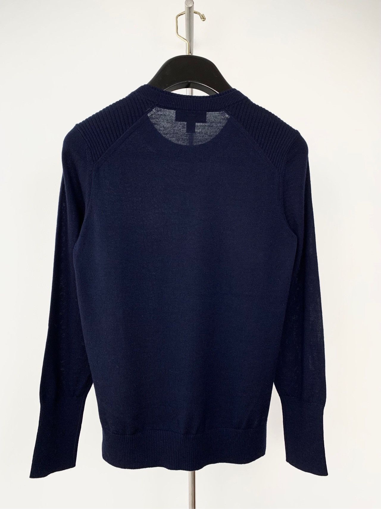 Burberry Burberry Bbr navy blue wool side plaid patchwork sweater Size S / US 4 / IT 40 - 2 Thumbnail