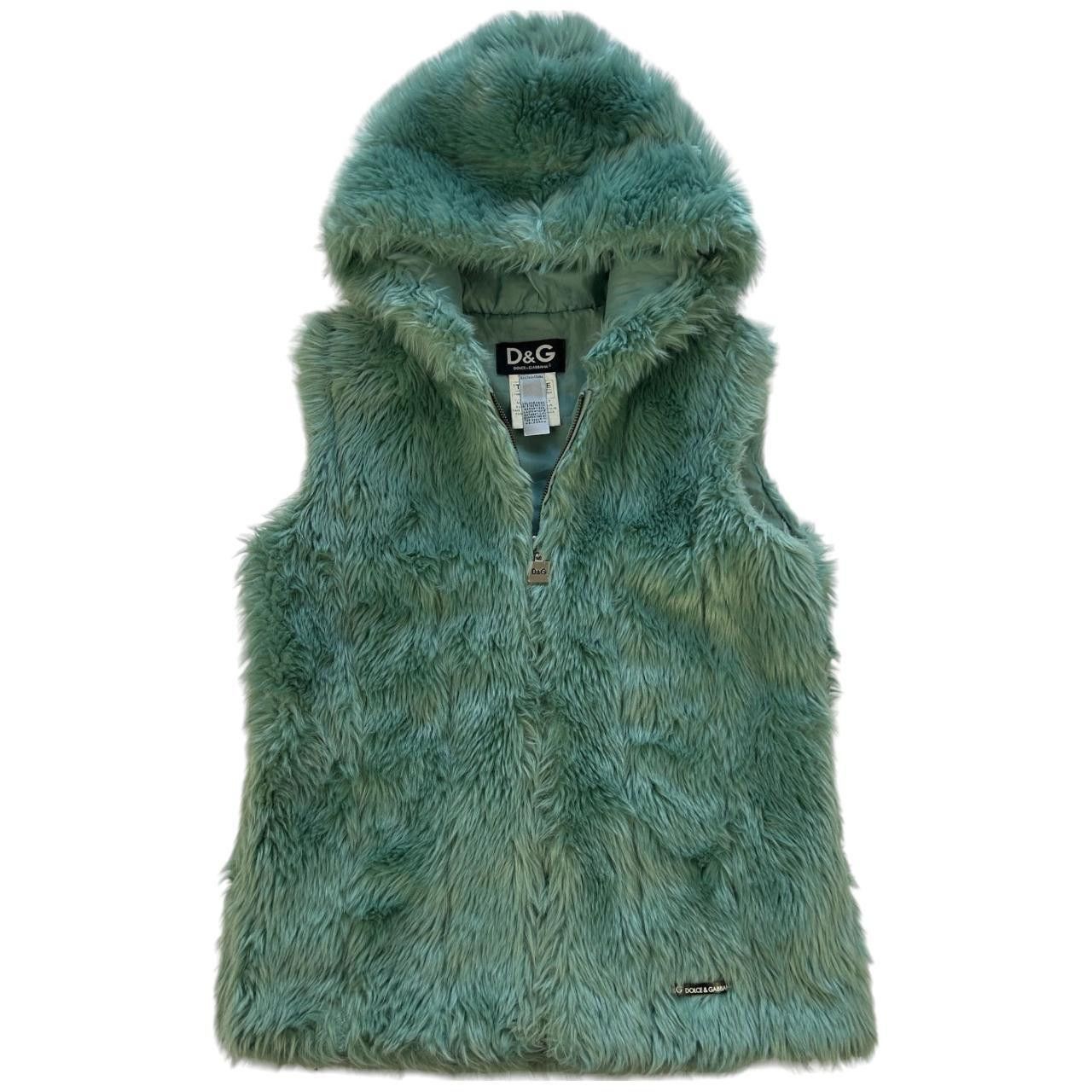 image of Dolce Gabbana Dolce And Gabbana Faux Fur Hooded Gilet Women's Size S in Blue