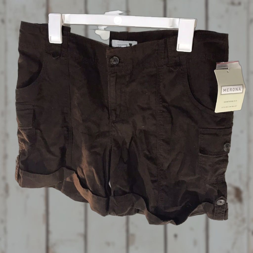 Merona VINTAGE Merona Brown Linen Blend Cargo Shorts Women’s Size 8 Casual Summer Lightweight Pockets Size 30" / US 8 / IT 44 - 1 Thumbnail