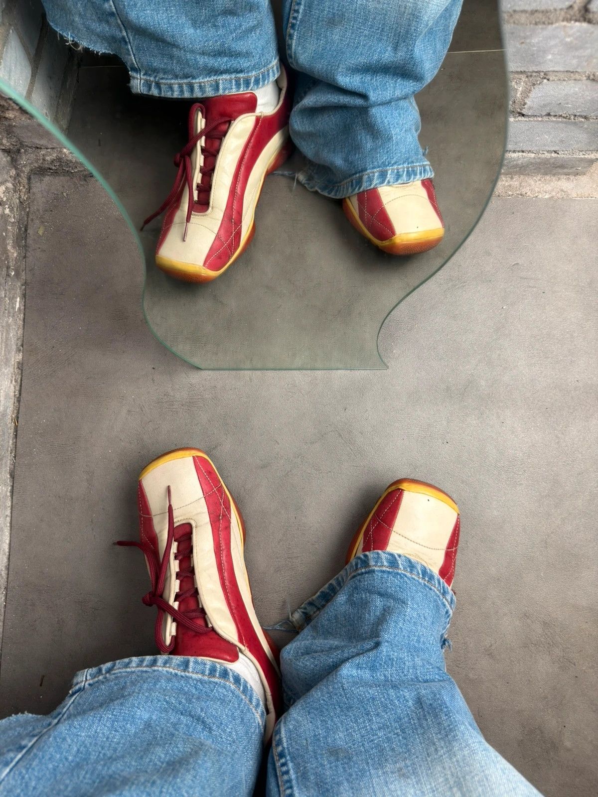 Prada Prada square toes archive 1999 red white leather trainers Size US 10 / EU 43 - 2 Thumbnail