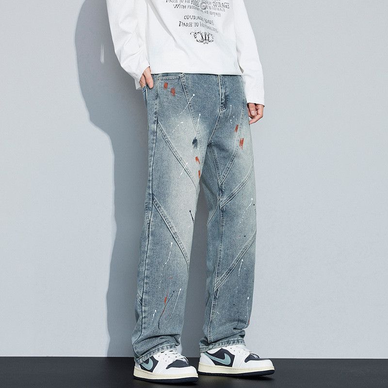 Japanese Brand American retro splatter paint straight leg jeans for men Size US 32 / EU 48 - 4 Thumbnail