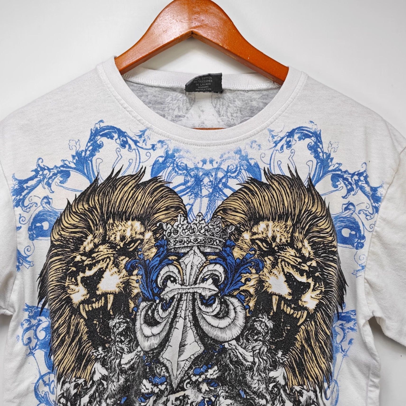 Affliction VINTAGE Affliction T-Shirt Graphic Print Crew Neck Short Sleeve White 1990s 90s Skull Cars L Mens Size US L / EU 52-54 / 3 - 2 Thumbnail