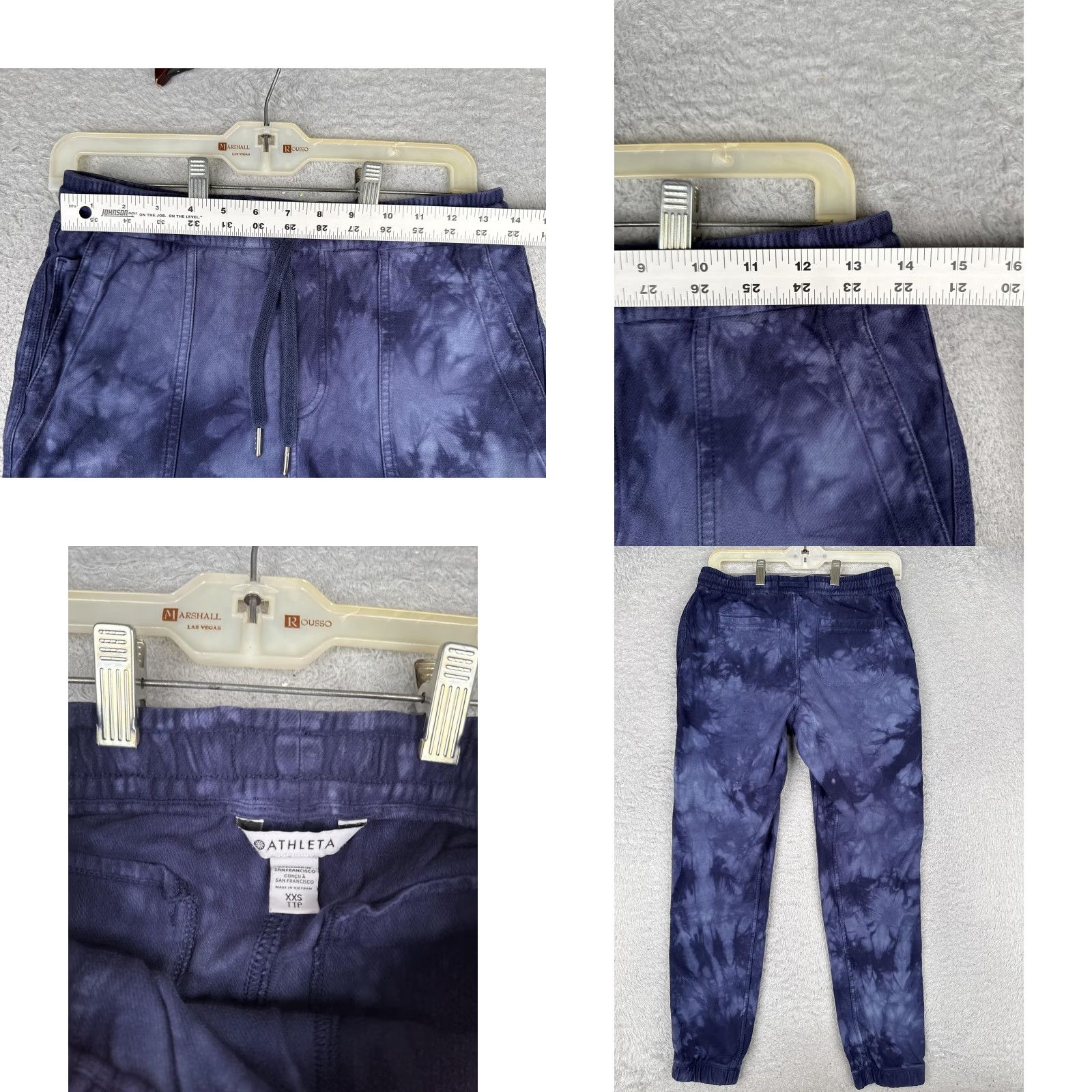 Athleta Athleta Womens XXS Blue Tie Dye Jogger Pants Elastic Waist Pockets Lounge Twill Cotton Blend Casual Activewear Size 24" / US 00 / IT 34 - 8 Thumbnail