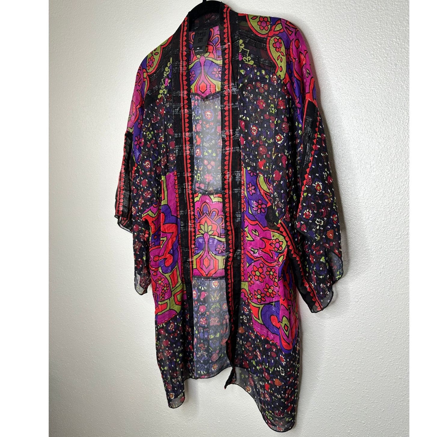 Anna Sui Anna Sui Multi Pink Black Sheer Floral Paisley Kimono M / L Size M / US 6-8 / IT 42-44 - 5 Thumbnail