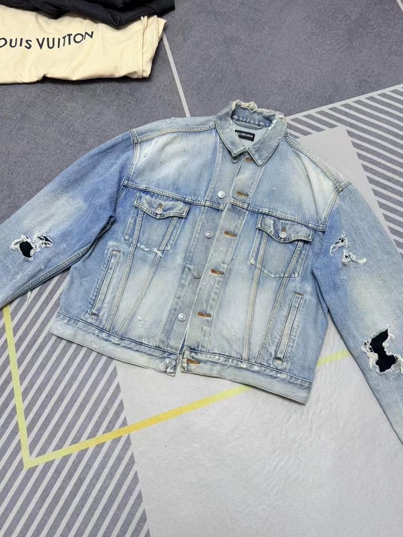 Balenciaga Balenciaga Distressed Denim Jacket Size US M / EU 48-50 / 2 - 1 Thumbnail