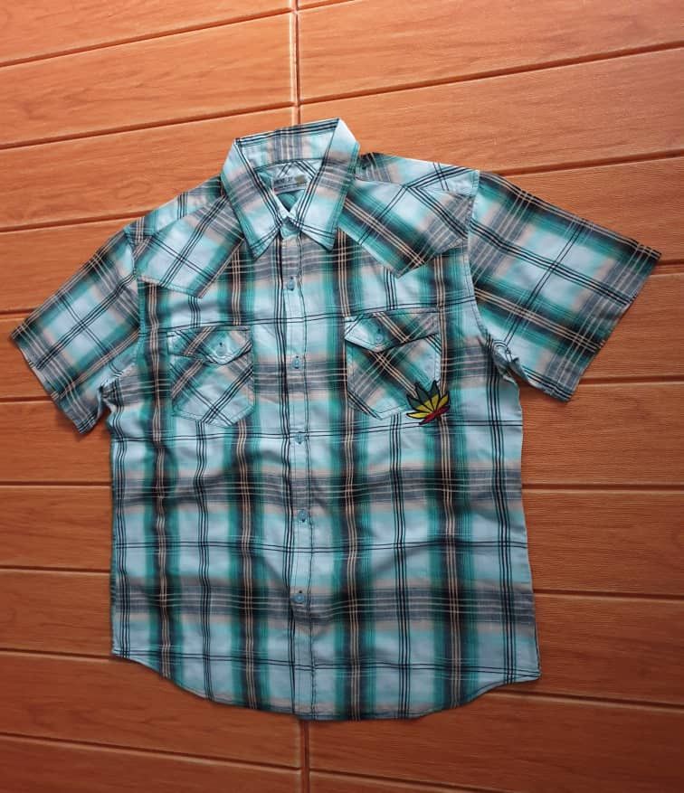 Japanese Brand Vache marijuana Bob marley style checkered shirt Size US L / EU 52-54 / 3 - 9 Thumbnail