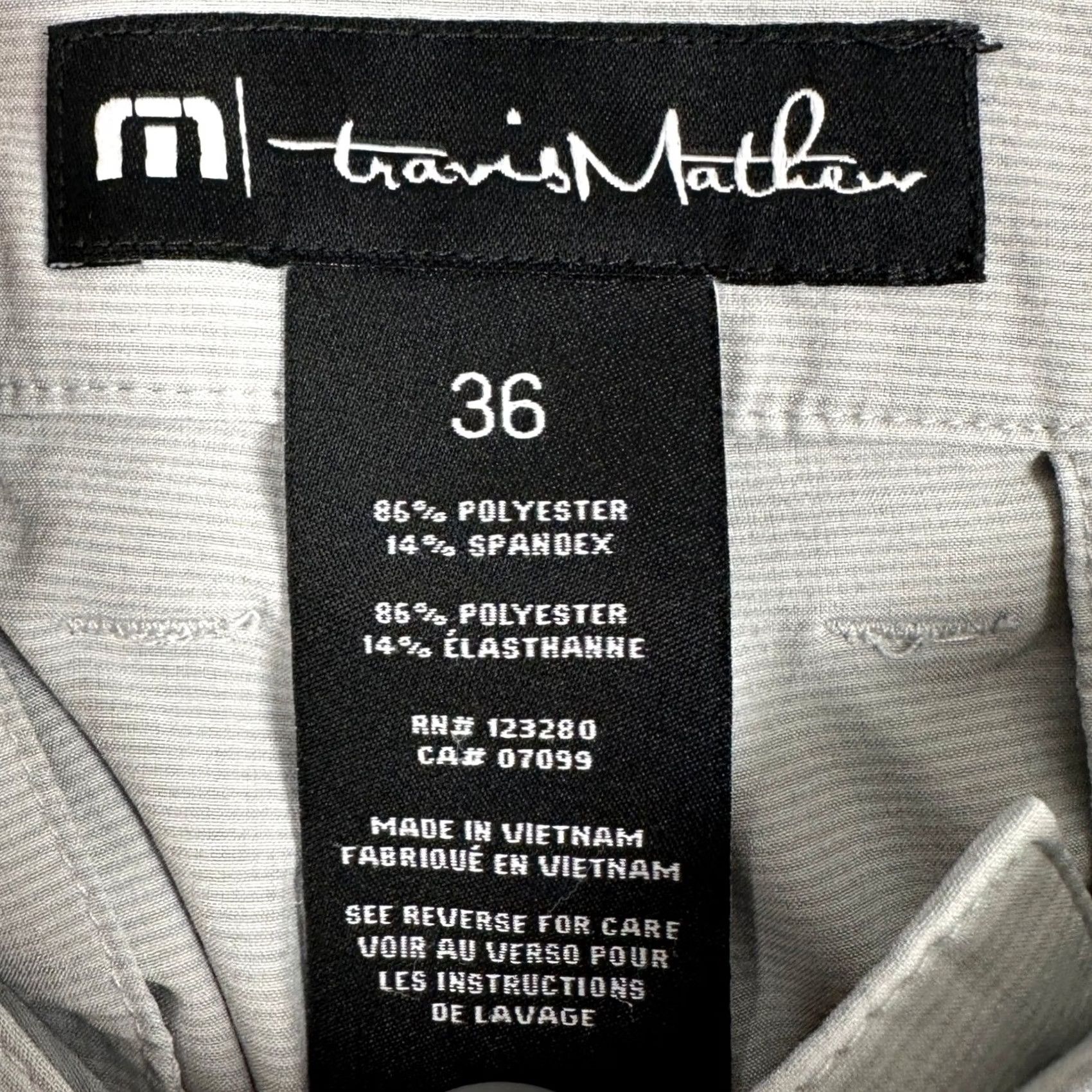 TravisMathew TravisMathew Shorts Mens 36 Gray Golf Chino Micro Stripes Performance Stretch Size US 36 / EU 52 - 3 Thumbnail
