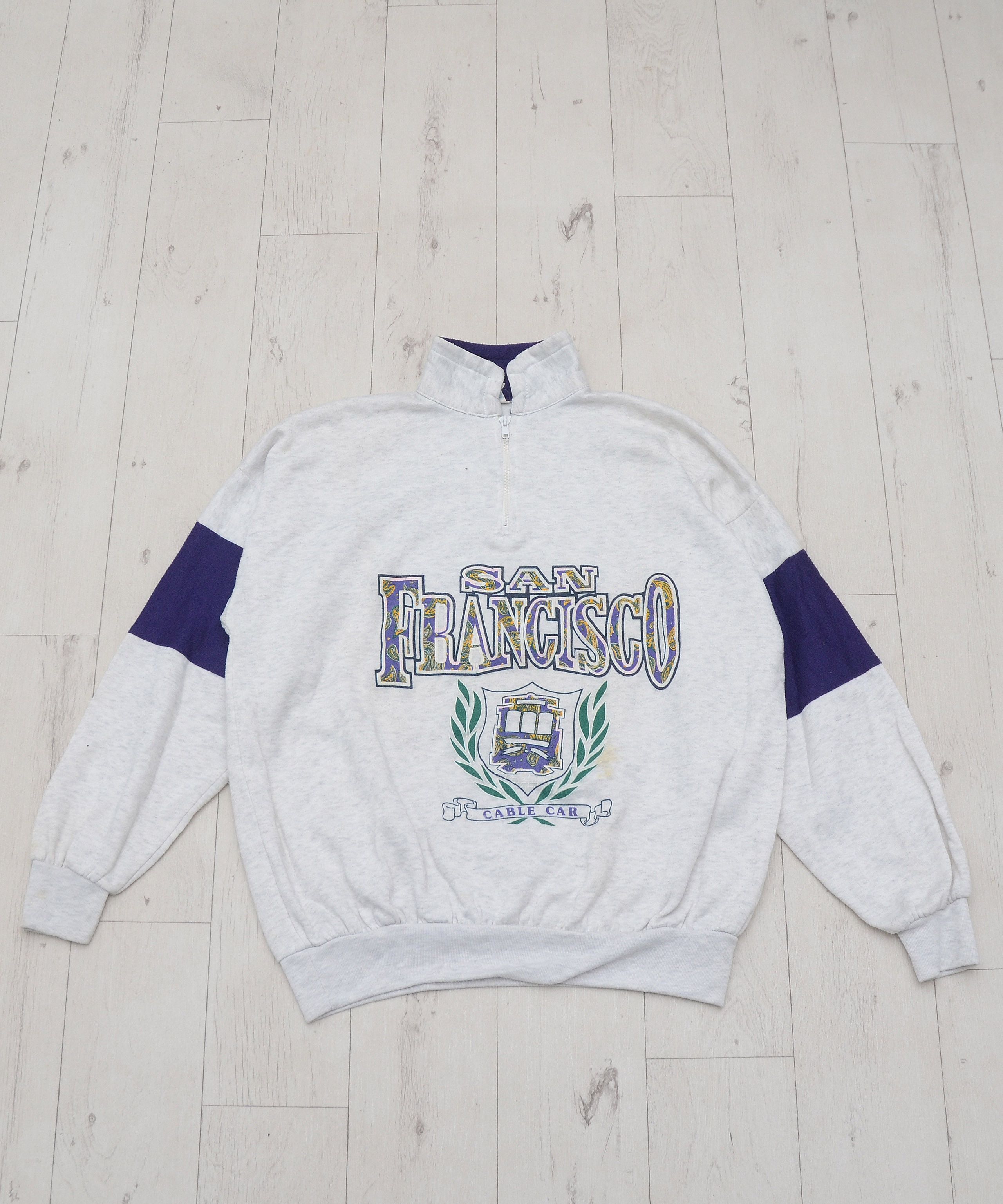 Vintage Vintage 90s San Francisco Tourist Zip Pullover Sweatshirt Size US XL / EU 56 / 4 - 1 Thumbnail