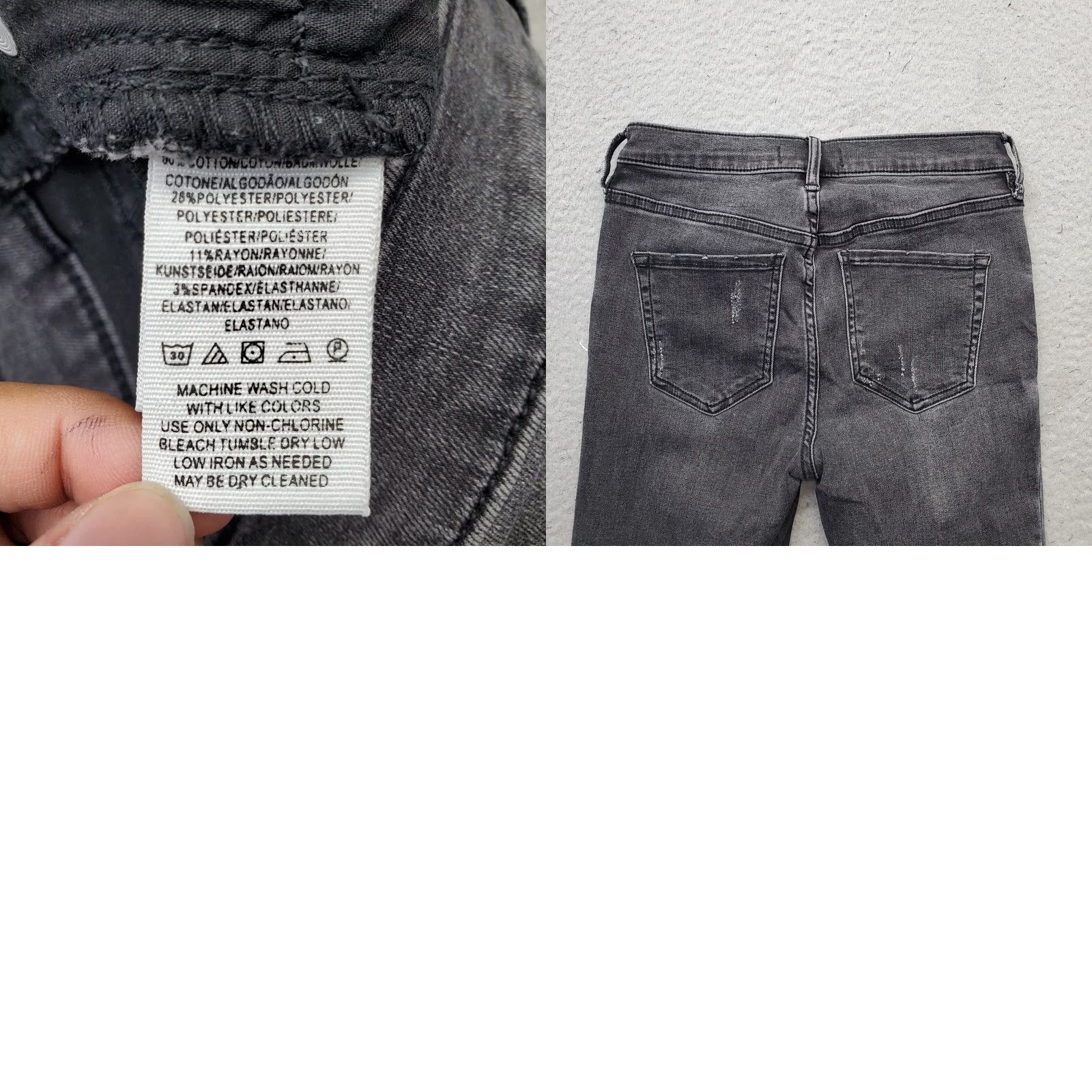 Free People Free People Skinny Jeans Womens Size 26 Multi Distressed Frayed Hem Black Denim Jeans Size 26" / US 2 / IT 38 - 8 Thumbnail