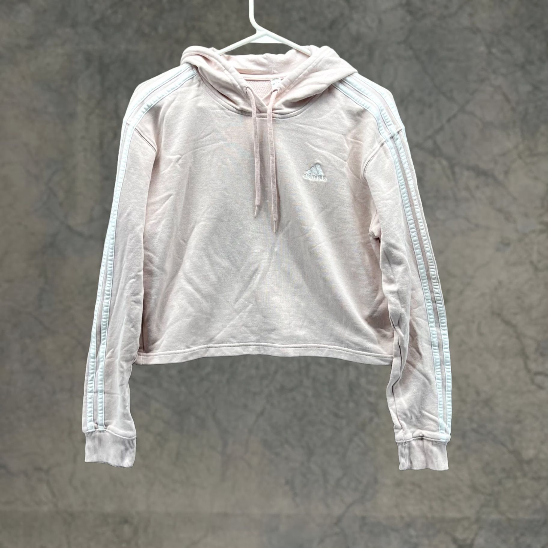 Adidas Adidas Hoodie Women Small Pink Stripe French Terry 3-Stripe Pullover Sweatshirt Activewear 34in Chest Regular Size S / US 4 / IT 40 - 1 Thumbnail