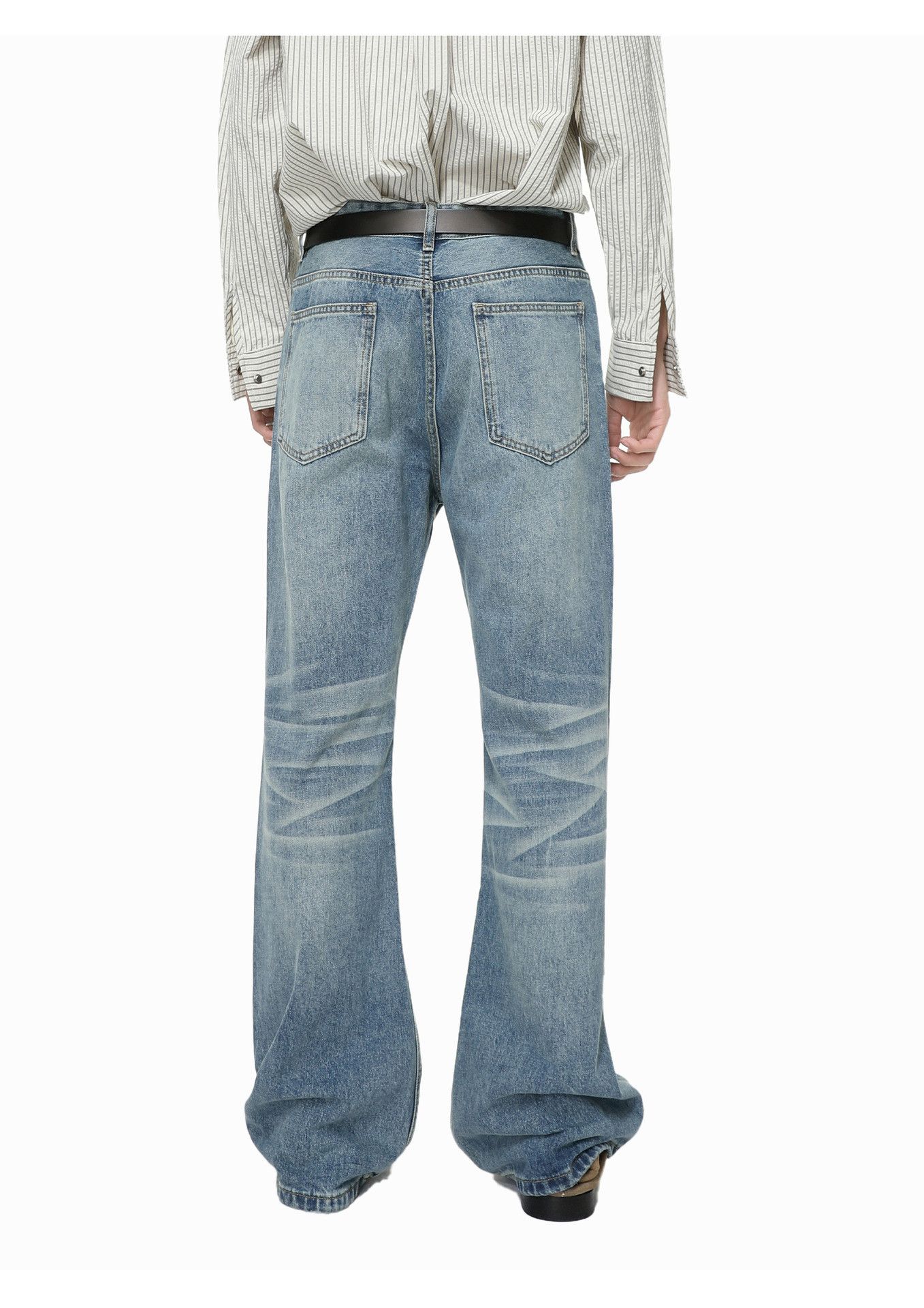 Vintage Japanese retro style Cleanfit washed flared distressed jeans Size US 32 / EU 48 - 4 Thumbnail
