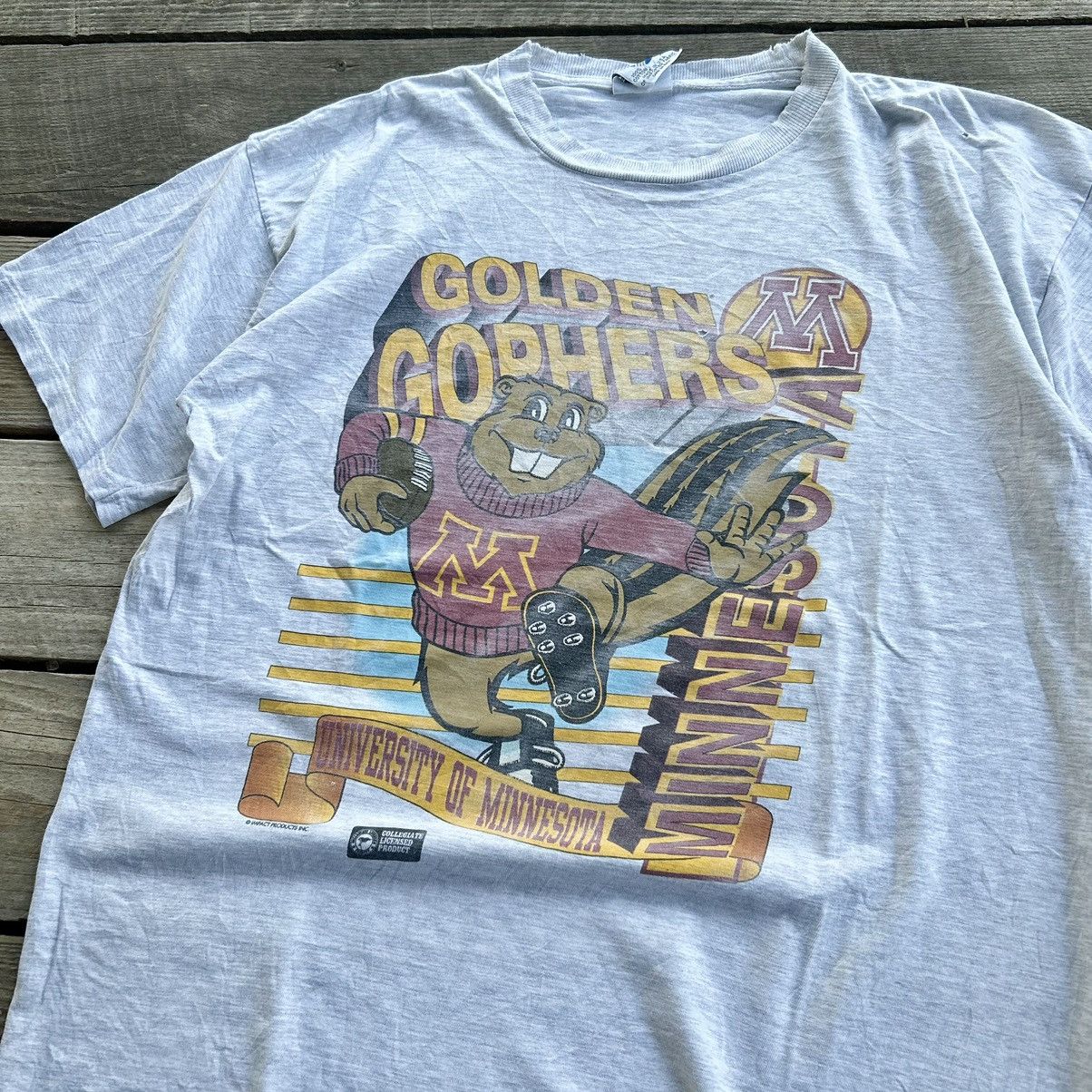 Vintage Vintage 90s Faded Minnesota Golden Gophers Mascot T Shirt Size US XL / EU 56 / 4 - 2 Thumbnail