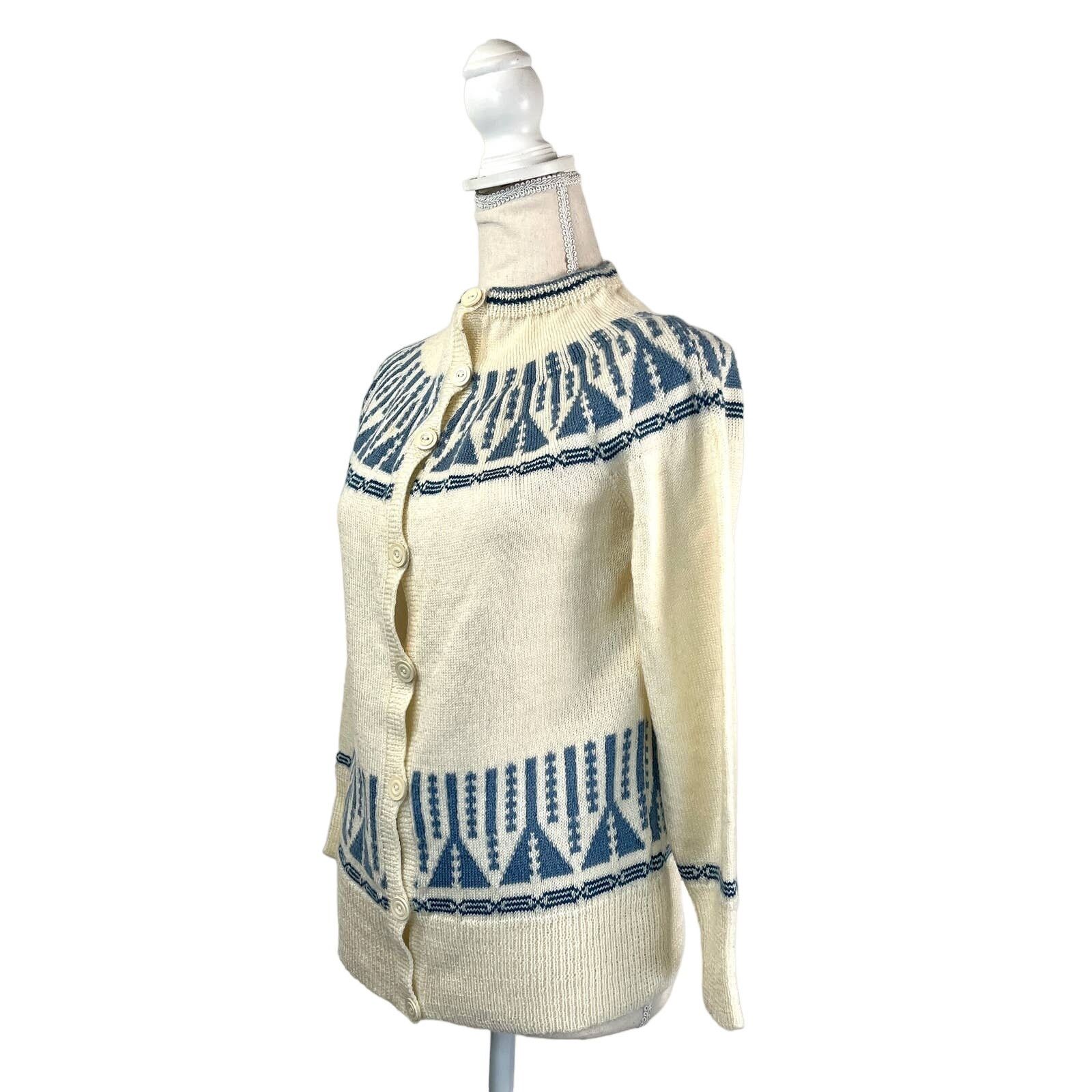 Vintage Vintage Cardigan Handmade Knit Fairisle Acrylic Size S / US 4 / IT 40 - 2 Thumbnail