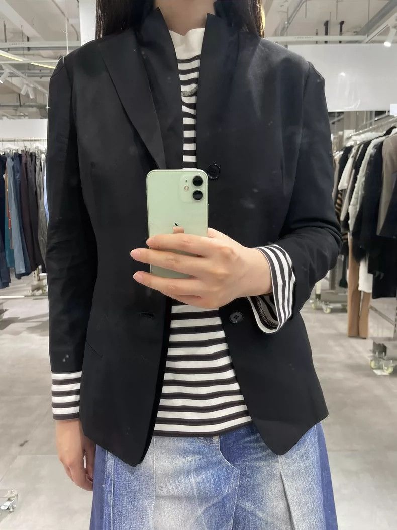 Yohji Yamamoto Black Wool Blend Suit Jacket with Silk Collar-dmc Size US M / EU 48-50 / 2 - 1 Thumbnail